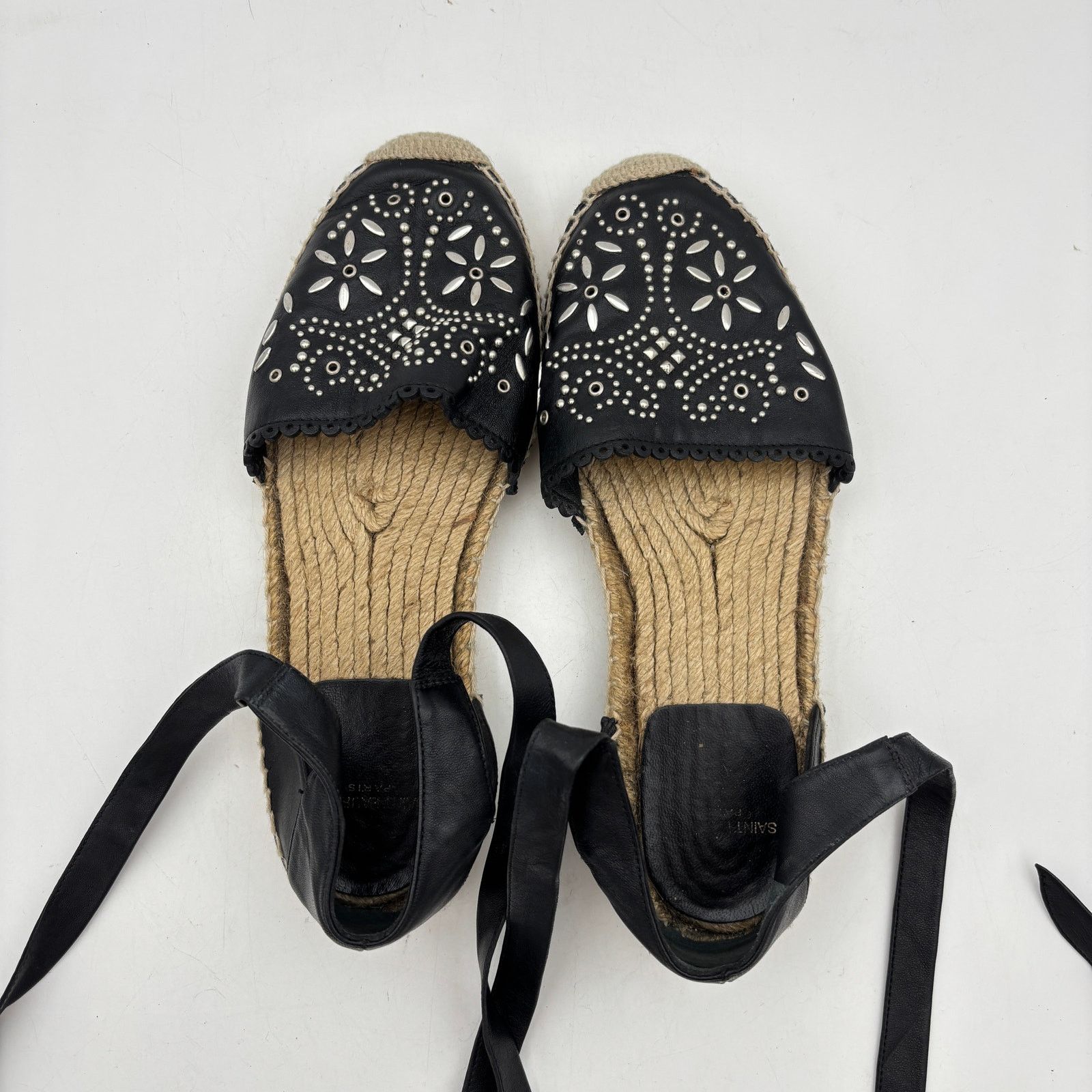 Saint Laurent Paris Saint Laurent Paris YSL Studded Leather Espadrilles Size US 7.5 / IT 37.5 - 6 Thumbnail