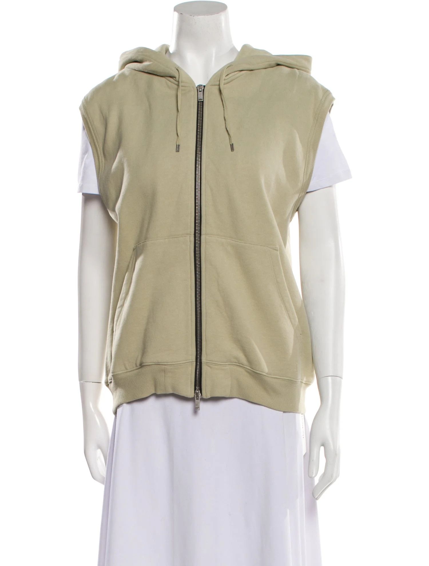 Saint Laurent Paris o1s1wg111024 Hoodie Zippe Sans Manches in Neutrals Size S / US 4 / IT 40 - 1 Thumbnail
