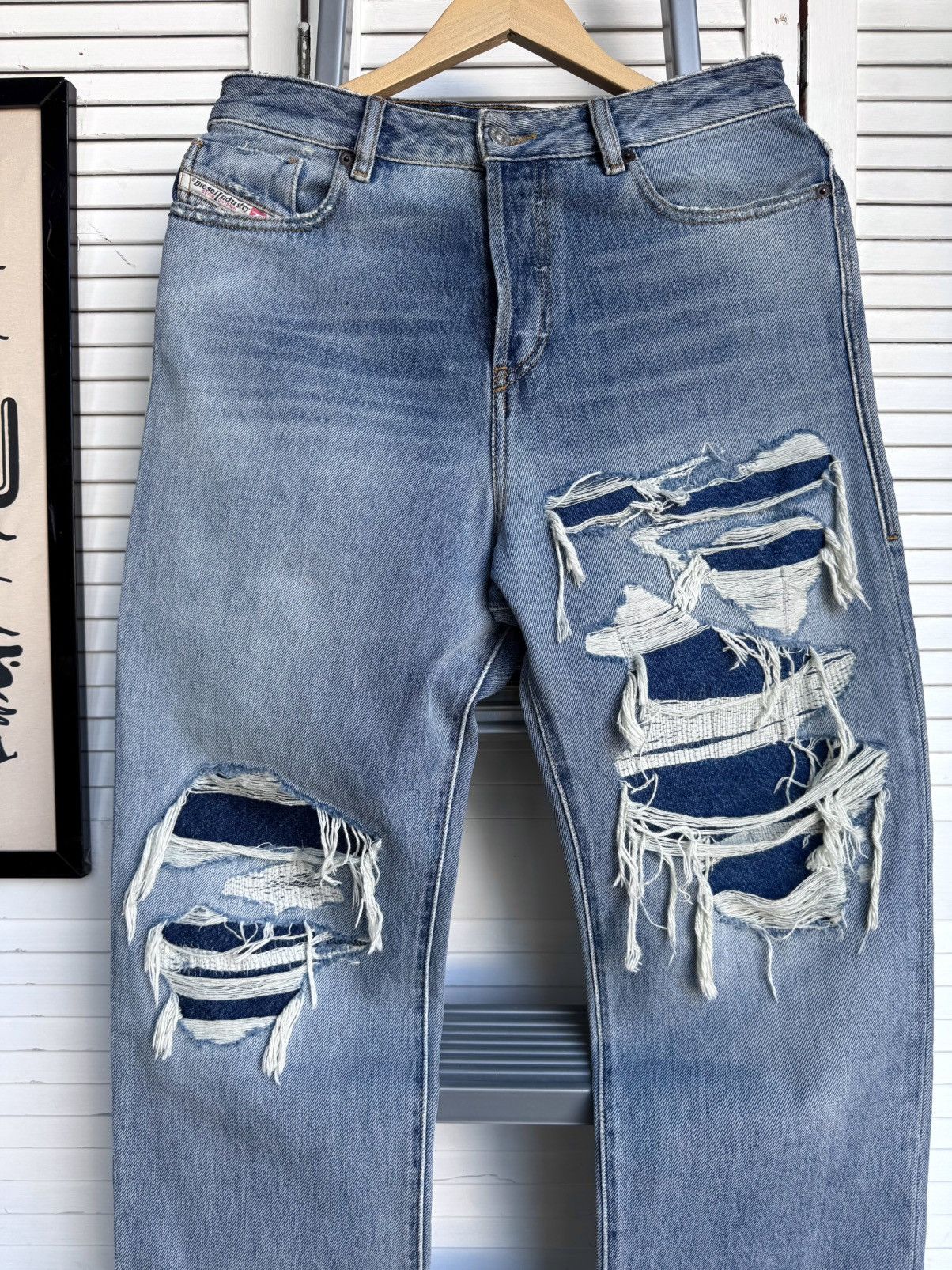Diesel DIESEL D-Rekiv-Z Washed Distressed Jeans Ripped Denim 09C90 Size US 30 / EU 46 - 9 Thumbnail