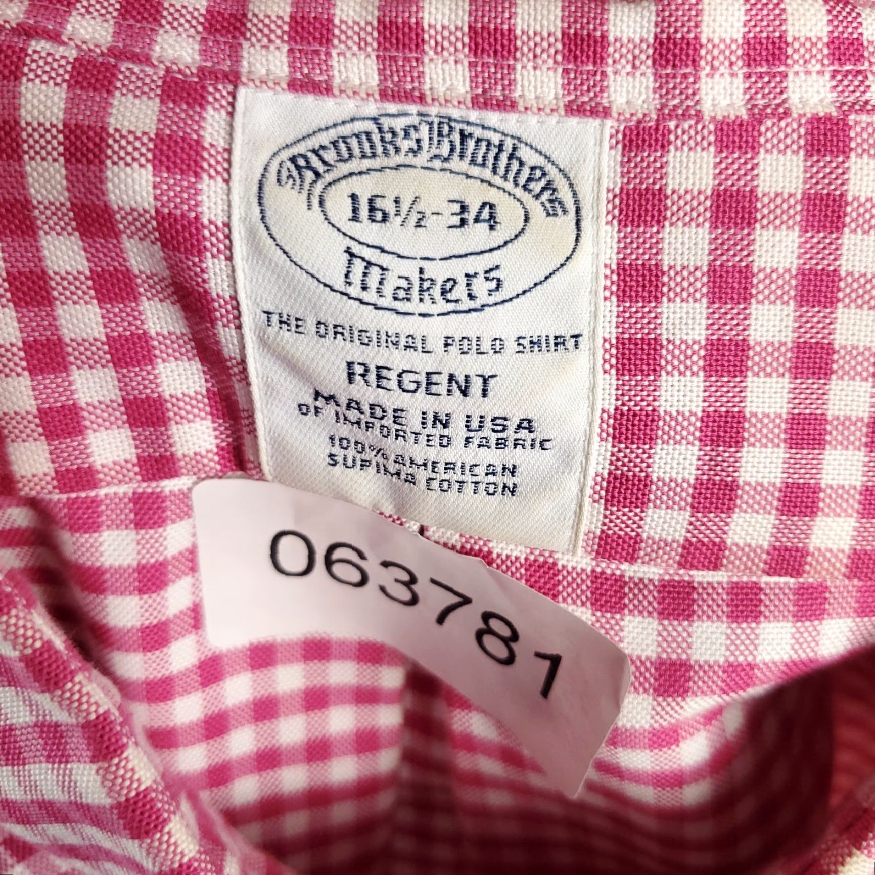 Brooks Brothers Brooks Brothers Shirt Mens 16.5 Pink Check Dress Button Up Long Sleeve Cotton Size 42R - 7 Thumbnail