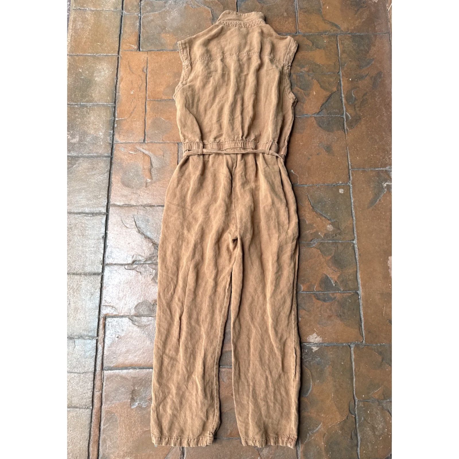 Vintage YFB Sleeveless Button Up Straight Leg Jumpsuit Women's Large Orange Size 28" / US 6 / IT 42 - 3 Thumbnail