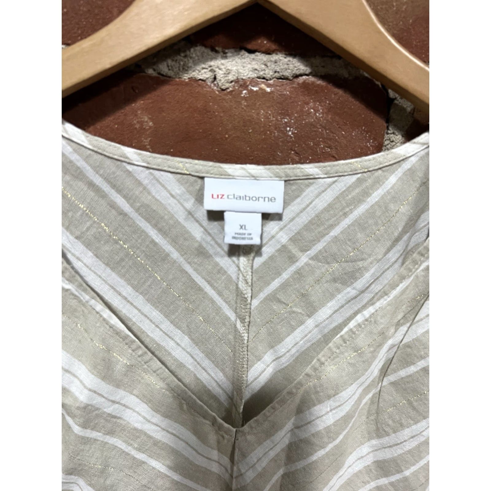 Liz Claiborne Liz Claiborne Womens Cropped Pants Beige Linen Size M Drawstring Narrow-Ended Final Size 32" / US 10 / IT 46 - 2 Thumbnail