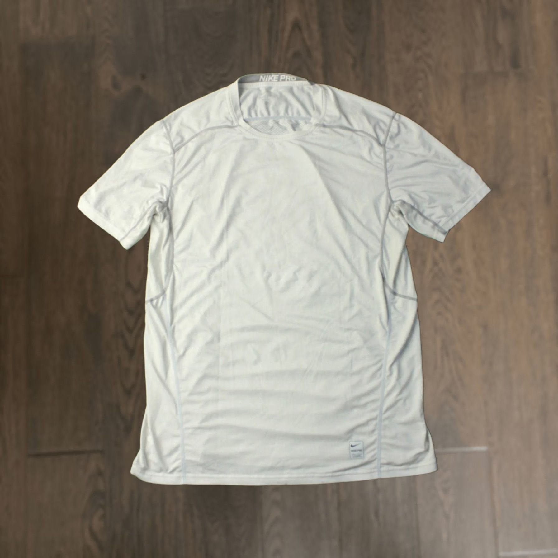 Nike Nike Pro Dri-Fit Original Men Compression Sport Training Shirt Jersey Tee L White and Gray Crew Neck Short Sleeves Activewear Shirt Mens Size US L / EU 52-54 / 3 - 1 Thumbnail