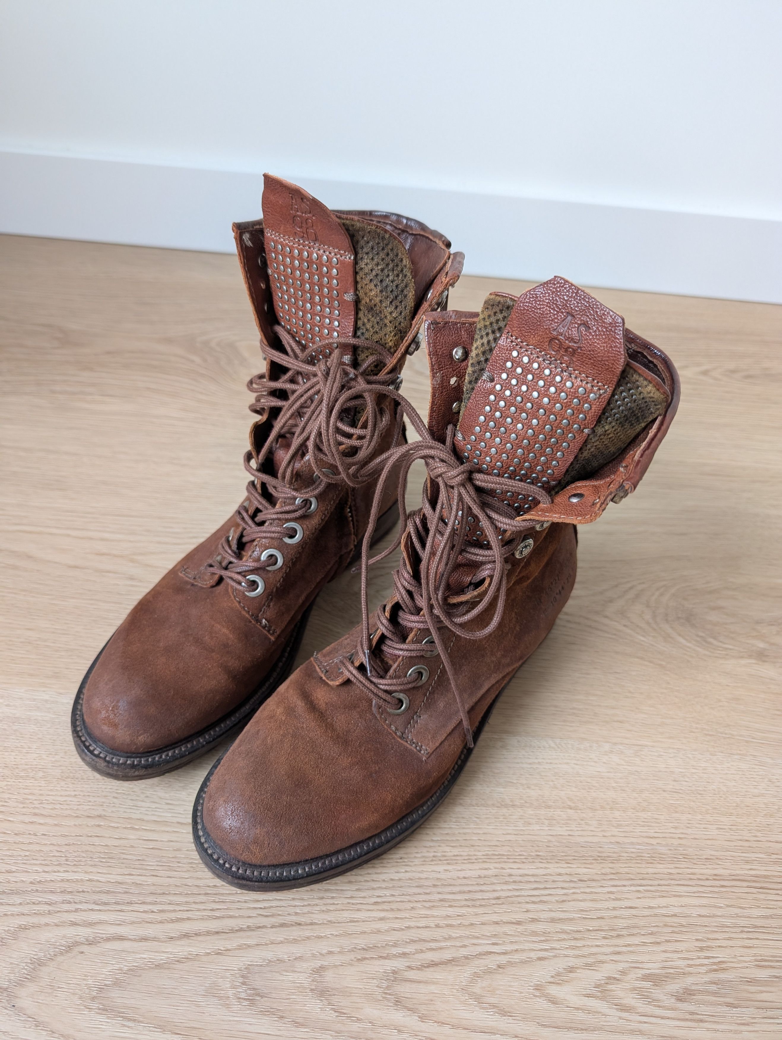 A.S.98 As 98 Avant-garde Saunder Leather Combat Biker Boots Size US 6.5 / IT 36.5 - 2 Thumbnail