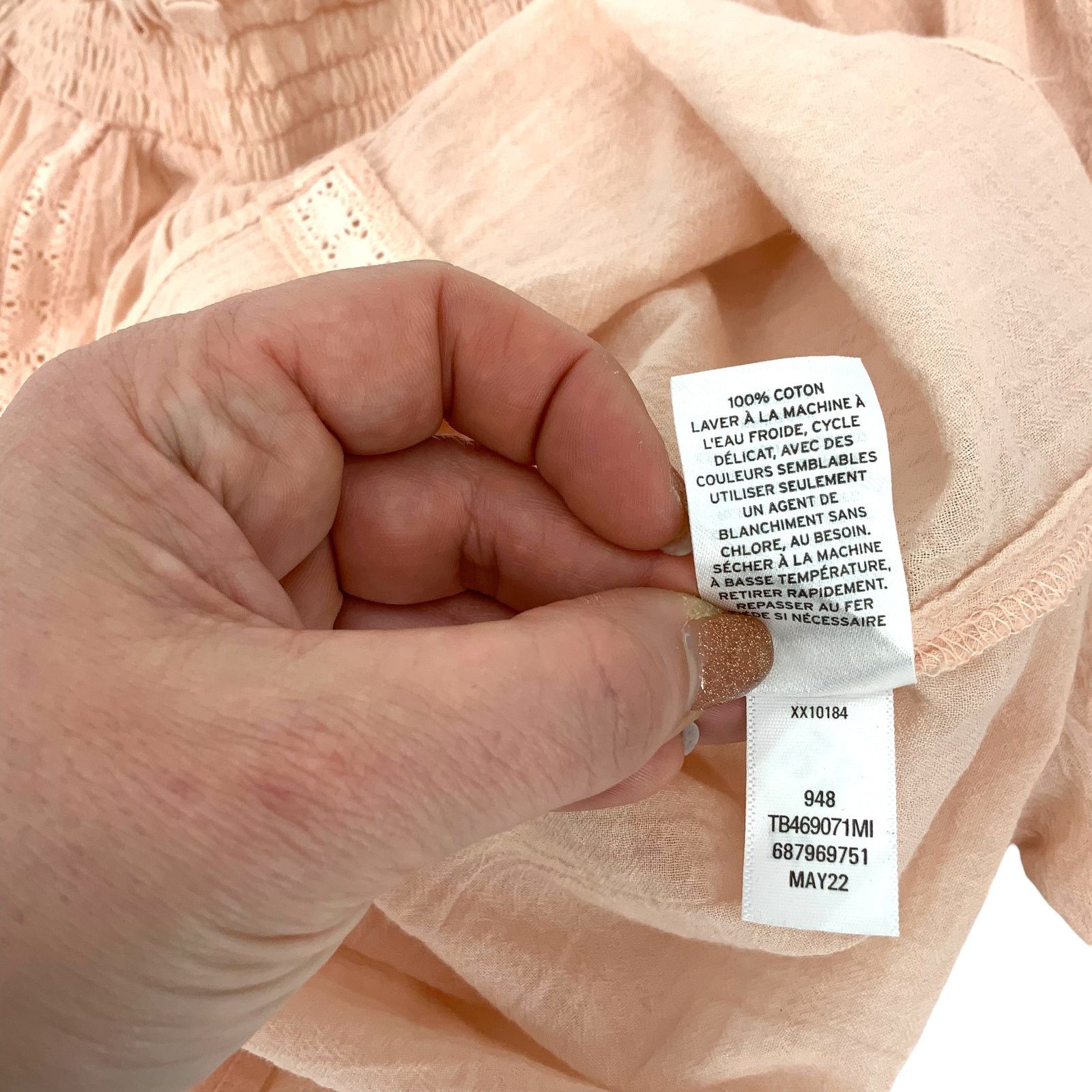 Treasure & Bond Treasure & Bond Pink Smocked Off Shoulder Blouse Medium NWOT Size M / US 6-8 / IT 42-44 - 6 Thumbnail