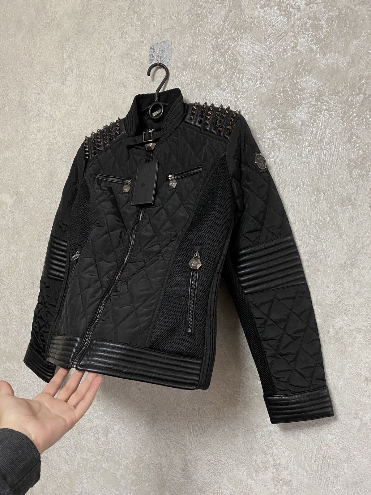 Philipp Plein Philipp Plein biker Studded Jacket with Leather Accents Size XL / US 12-14 / IT 48-50 - 3 Thumbnail