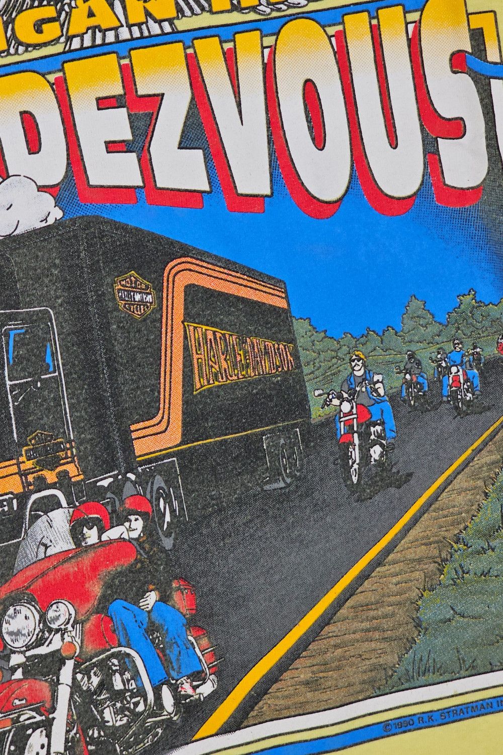 Harley Davidson 1990 Harley-Davidson Rendezvous Tee - Hanes Beefy-T USA Size US L / EU 52-54 / 3 - 10 Thumbnail