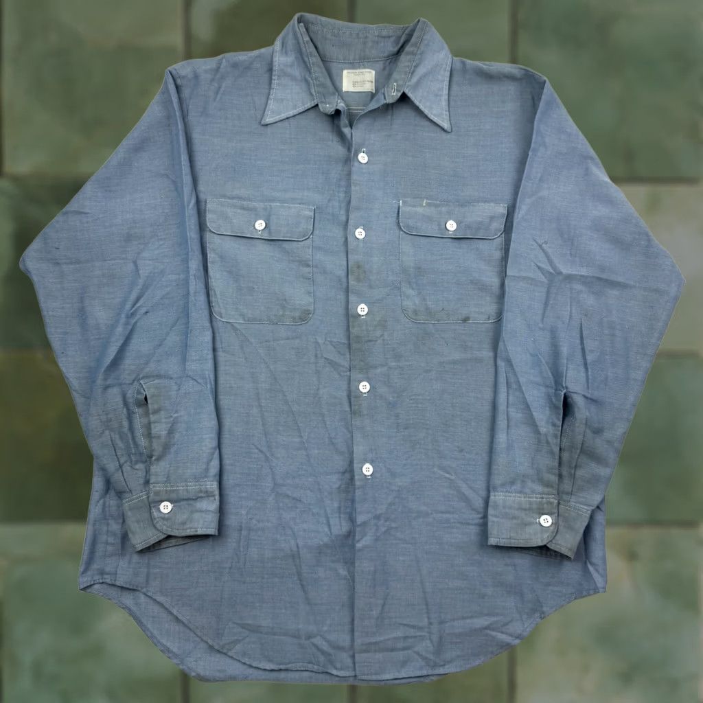 Vintage VINTAGE Big Mac Shirt Mens XL Blue Work Button Adult JCPenney THRASHED 70s American Size US XL / EU 56 / 4 - 1 Thumbnail