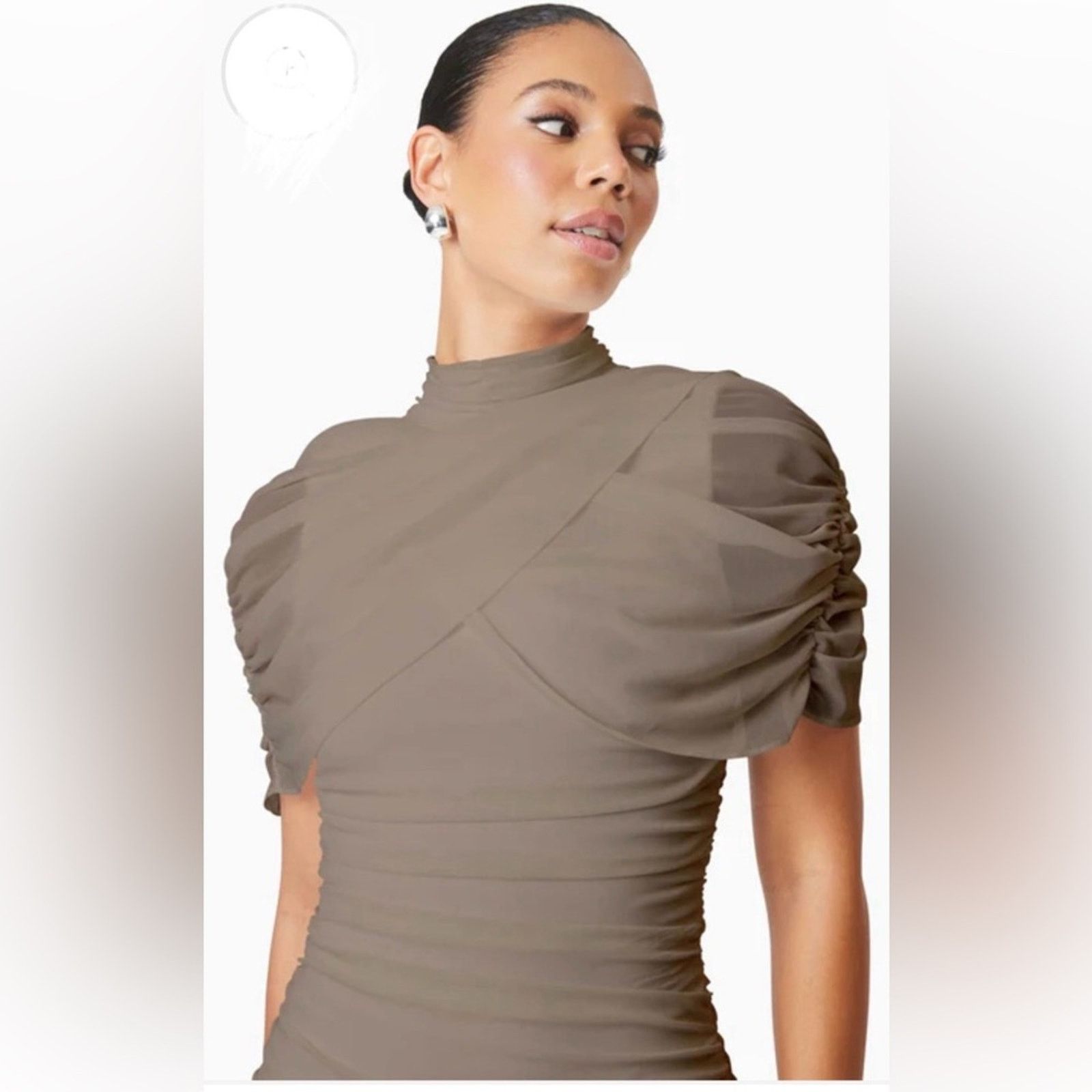 ELLIATT NWT Elliatt $250 Elegant Taupe Grey Ruched Dress Size S Size S / US 4 / IT 40 - 4 Thumbnail