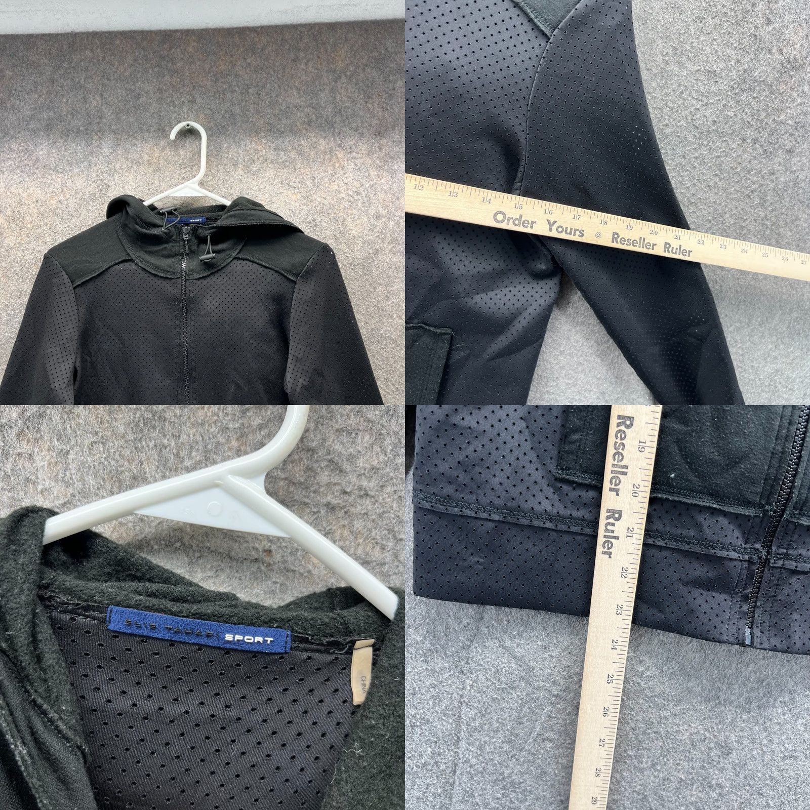 Elie Tahari VINTAGE Elie Tahari Sport Hoodie Womens XS Black Full Zip Perforated Athletic Jacket Size XS / US 0-2 / IT 36-38 - 8 Thumbnail