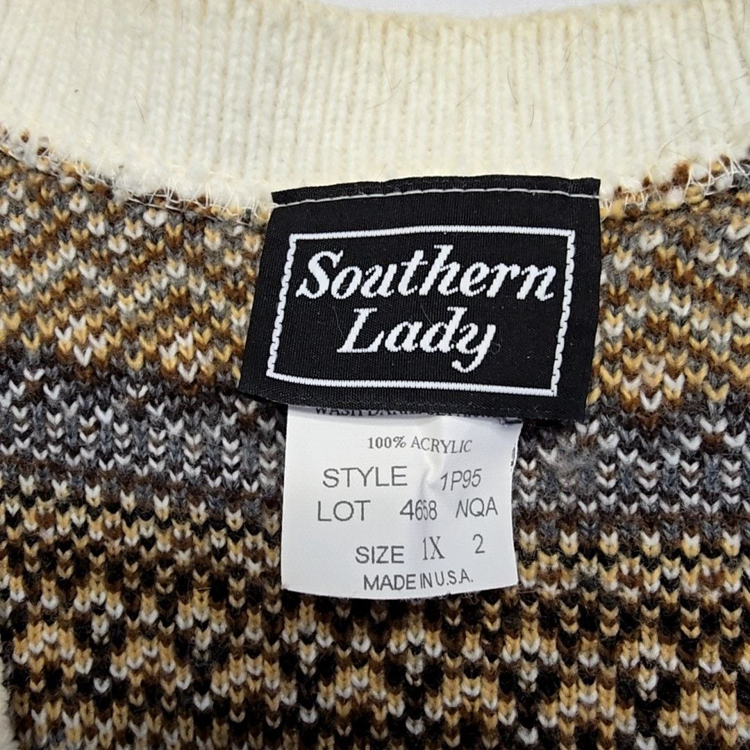 Vintage Vintage Southern Lady Vest Fair Isle Pattern Brown Cream 1X Size L / US 10 / IT 46 - 6 Thumbnail