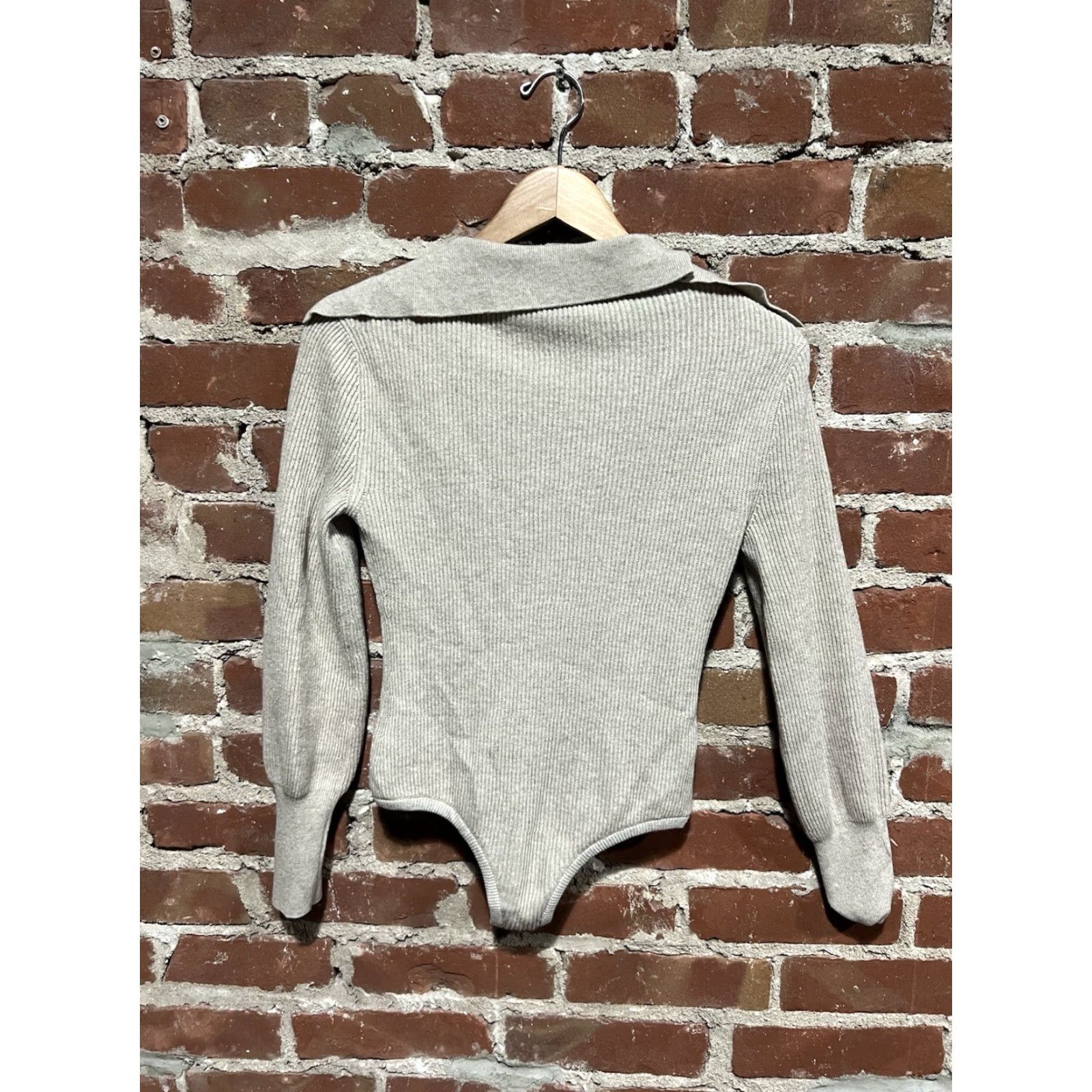 Nanushka Nanushka Womens Brown Dane Deep V Neck Collared Ribbed Sweater Bodysuit Size XS Size XS / US 0-2 / IT 36-38 - 2 Thumbnail
