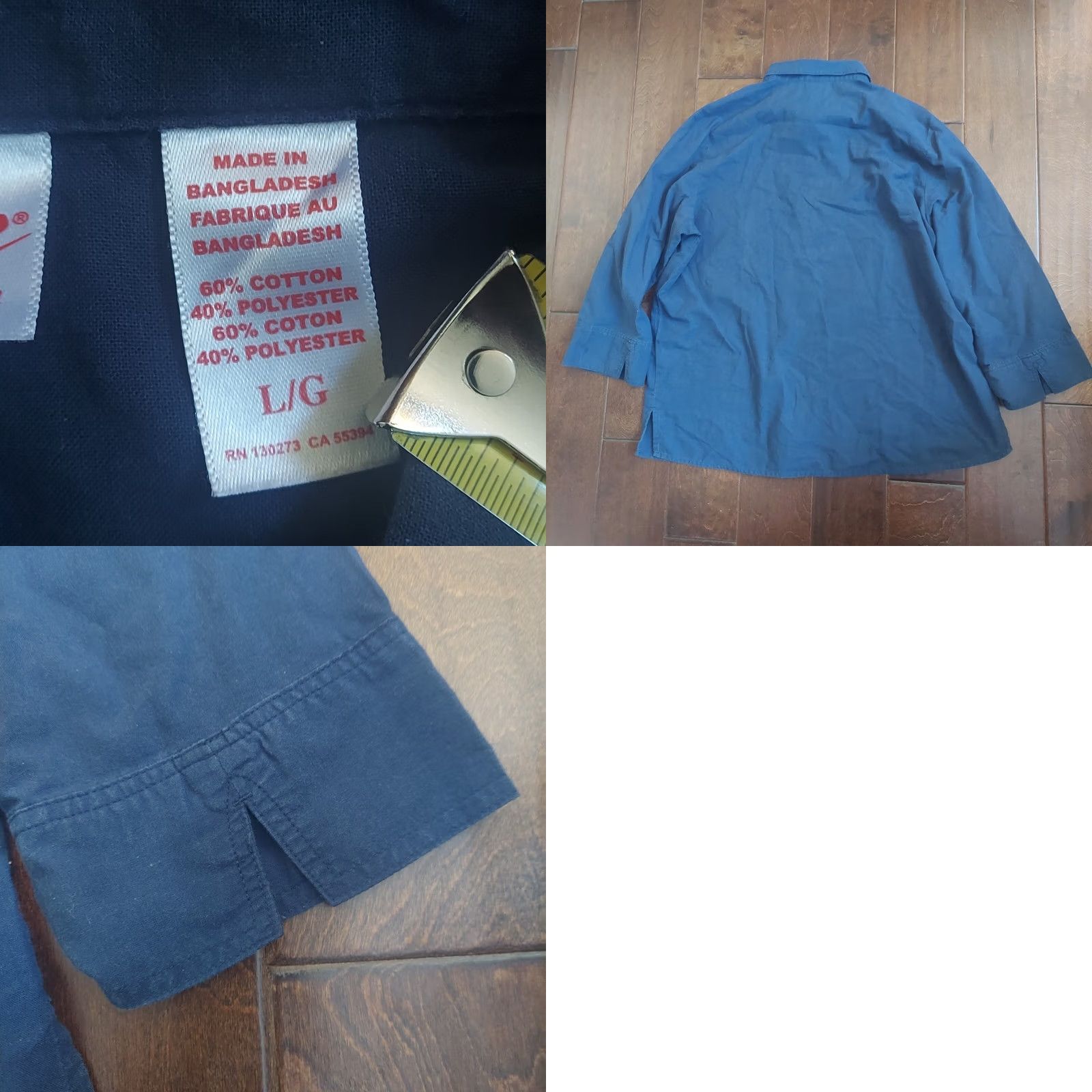 Vintage Chic Classic Collection Women's Blue Long Sleeve Button-Up Dress Shirt L Blue Solid Cotton-Polyester B720 Size L / US 10 / IT 46 - 10 Thumbnail