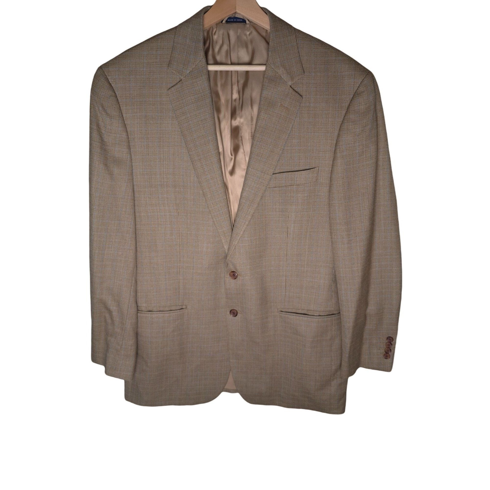 Ralph Lauren Ralph Lauren Mens wool Blazer 44R Silk lined Tan Herringbone Size 44R - 1 Thumbnail