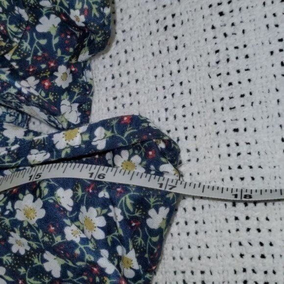 Vintage Dress Forum Navy Floral Vneck Sleeveless Rushed Zippered Sz Size M / US 6-8 / IT 42-44 - 9 Thumbnail