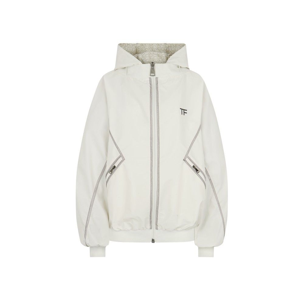 Tom Ford o1loc1c0924 CS1199 Hoodie Nylon Jacket in White Size M / US 6-8 / IT 42-44 - 1 Thumbnail