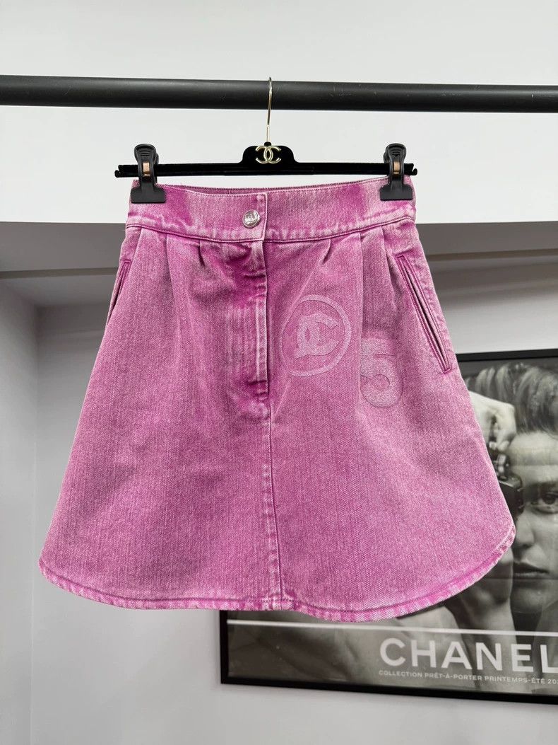 Chanel Chanel Pink Denim Skirt - dmc Size US 31 - 1 Thumbnail