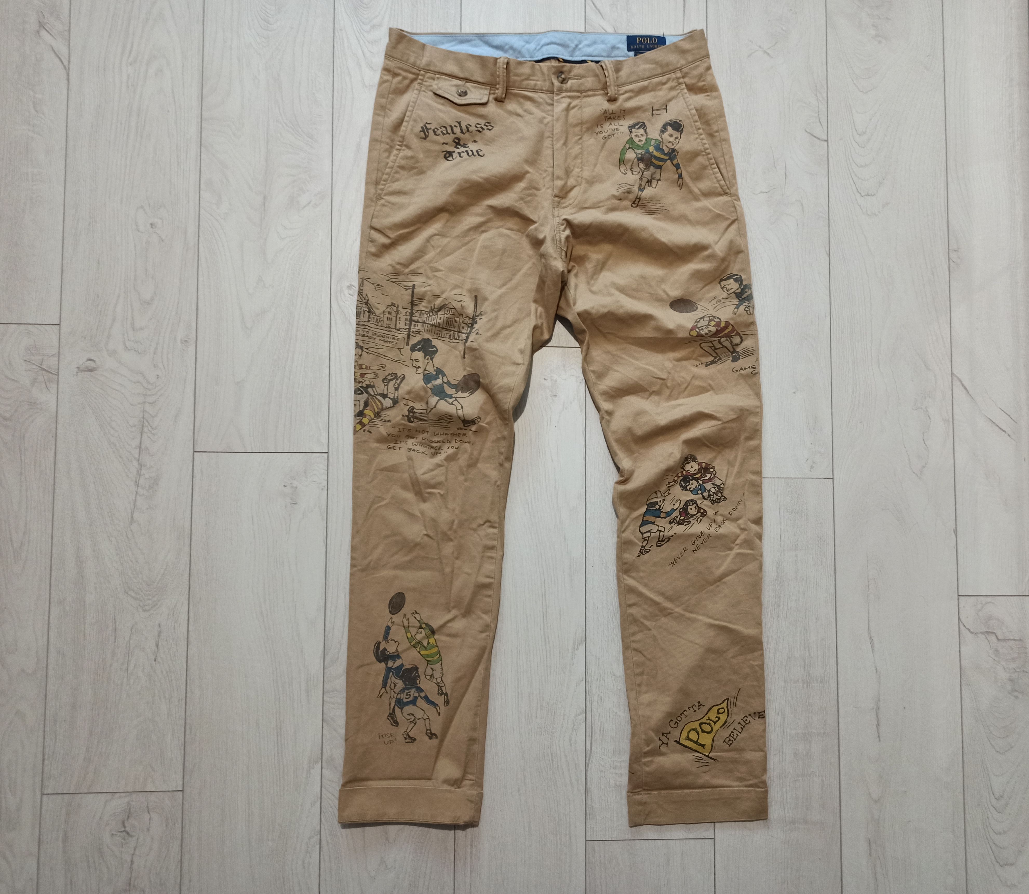 Image of Ralph Laurent Stretch Slim Fit Graphic Chino in Beige, Men's (Size 31)