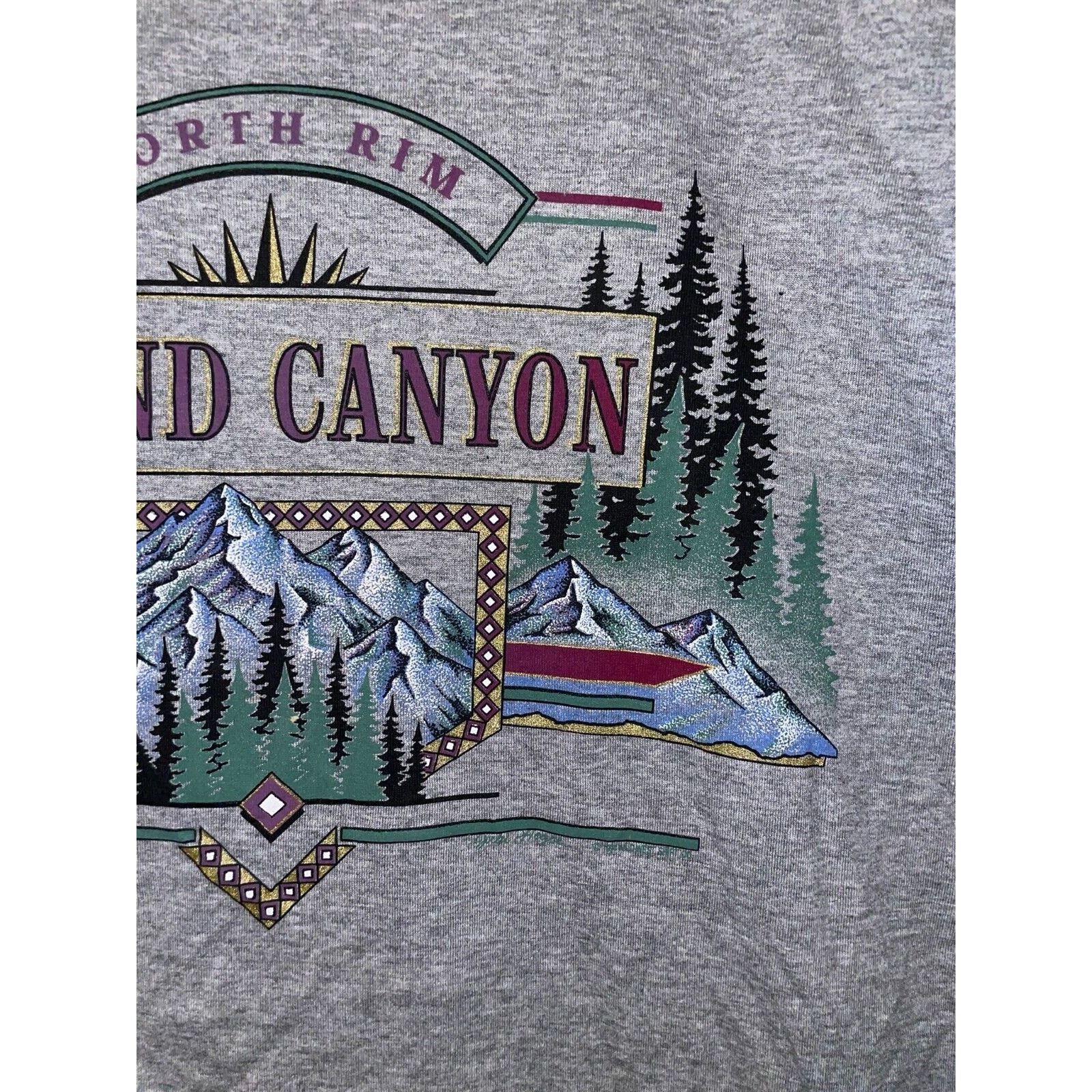 Jerzees Vintage Grand Canyon Shirt North Rim Gray 90s VTG 1990s L Size US L / EU 52-54 / 3 - 6 Thumbnail