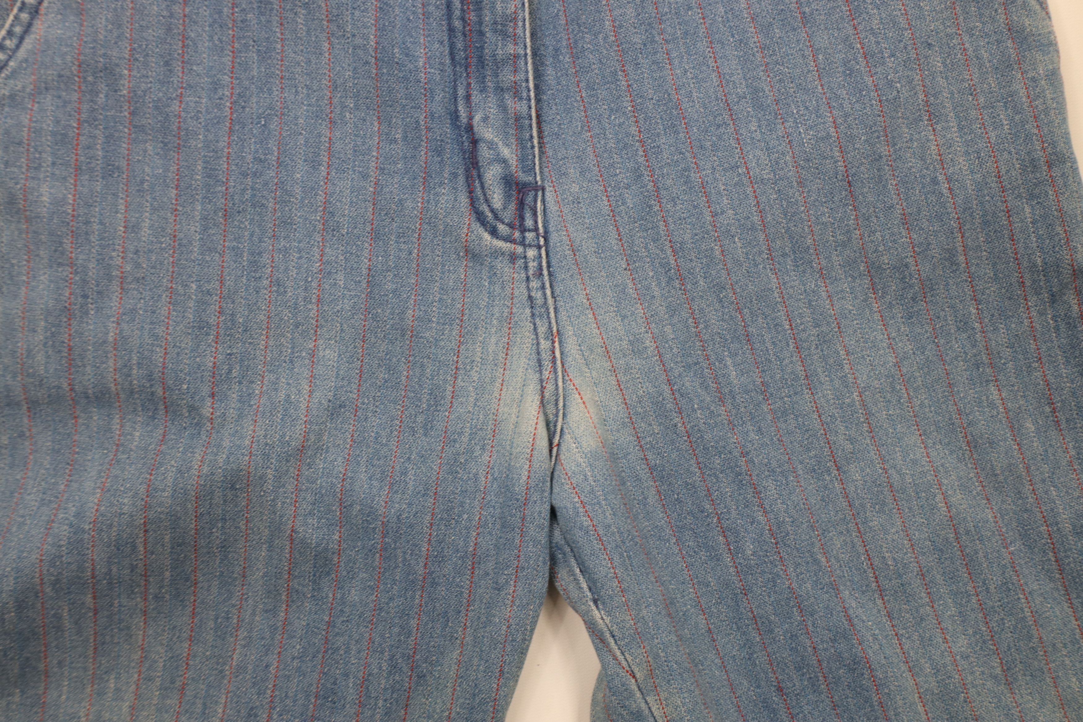 Vintage Vintage 90s Streetwear Distressed Pinstriped Denim Mom Jeans Size 34" / US 12 / IT 48 - 8 Thumbnail