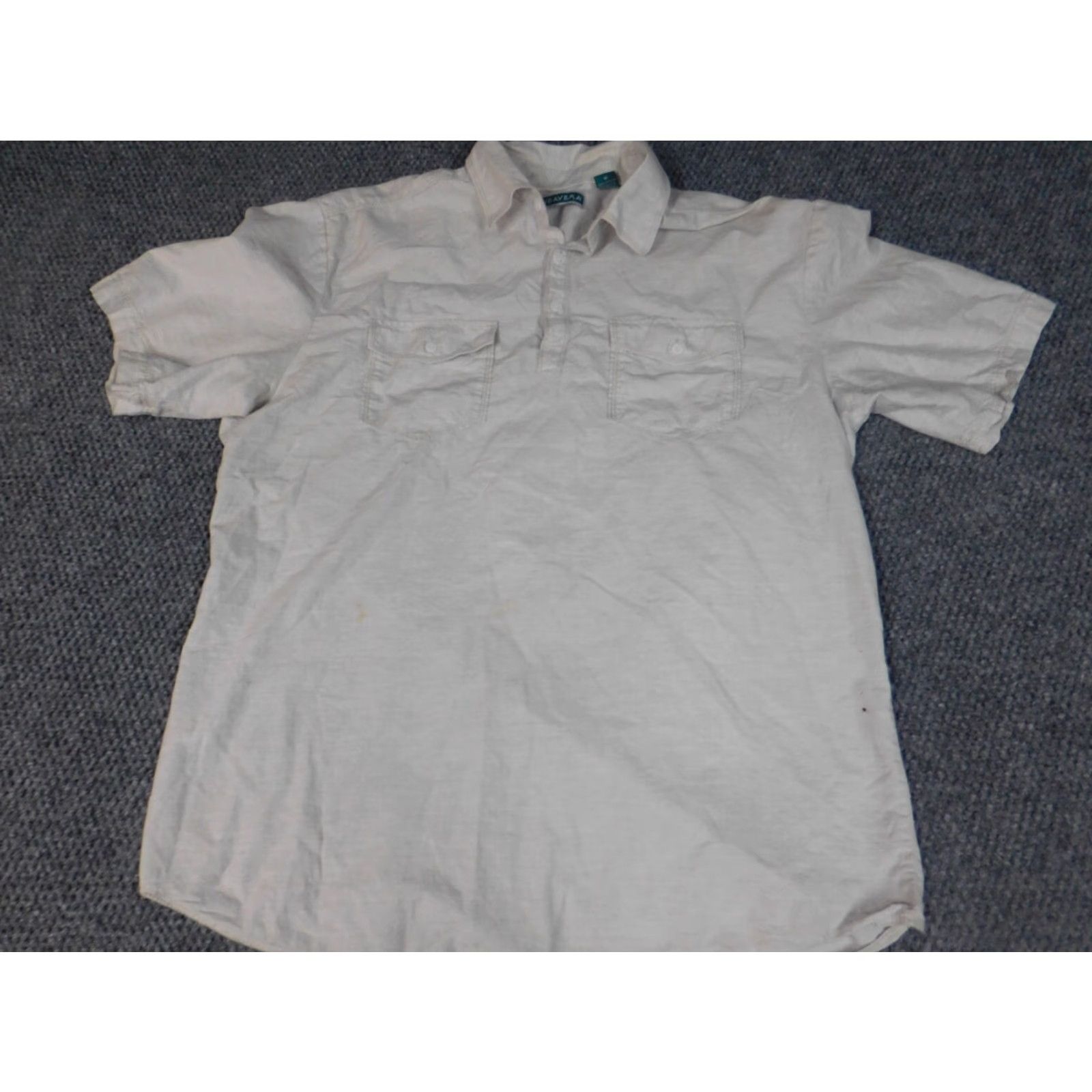 Cubavera Cubavera Polo Shirt M Beige Buttons Pocket Short Sleeve Collared Knit Cotton Regular Men Size US M / EU 48-50 / 2 - 3 Thumbnail