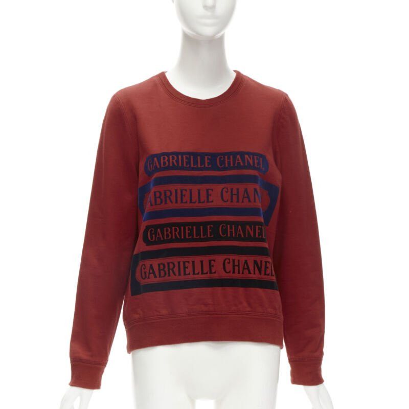 Chanel CHANEL 2017 Gabrielle velvet print red cotton fleece sweatshirt pullover FR40 M Size M / US 6-8 / IT 42-44 - 1 Thumbnail
