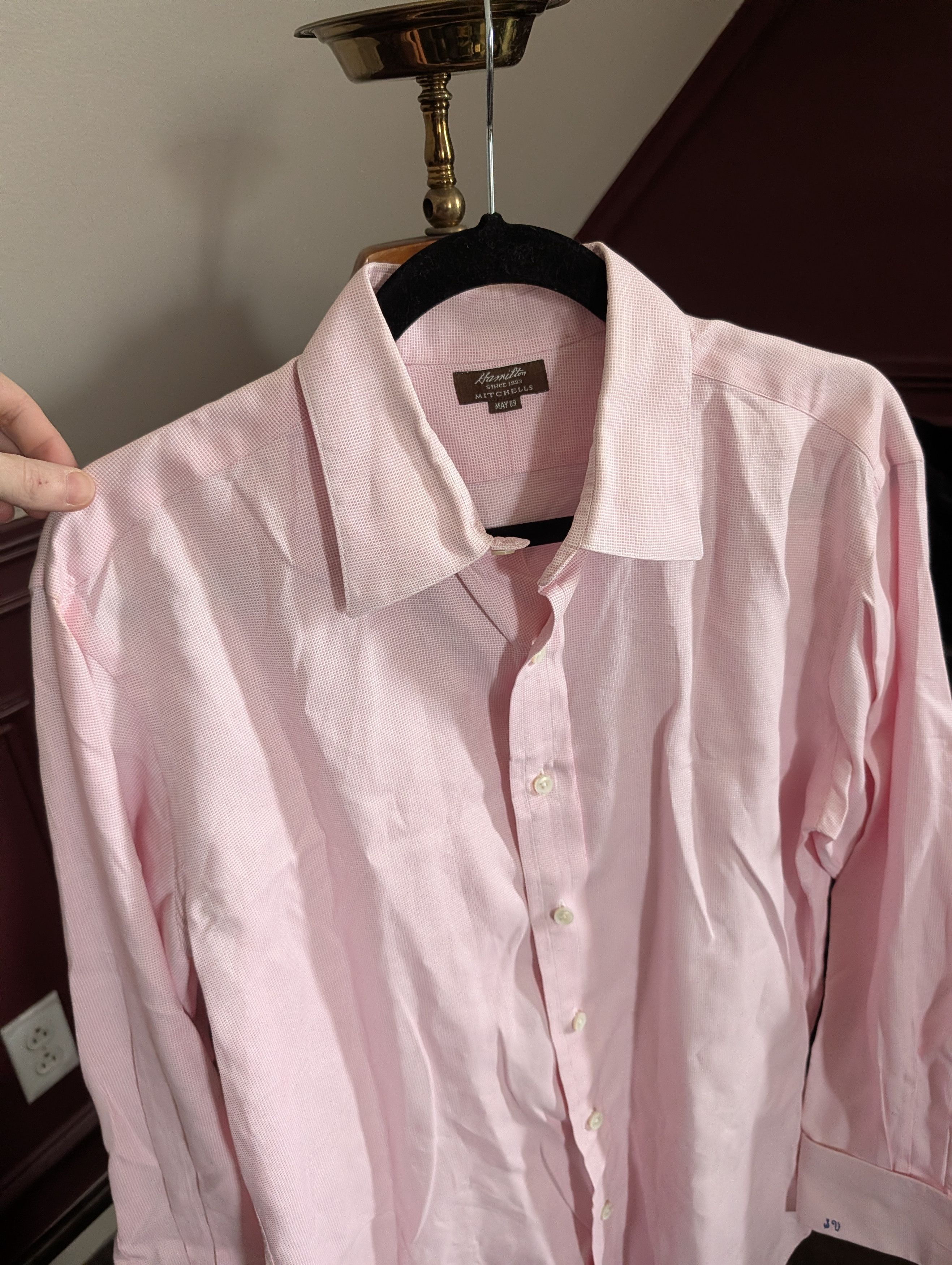 Hamilton Rose Fleetwood Check bespoke MiUSA cuffed dress shirt Size US XL / EU 56 / 4 - 2 Thumbnail