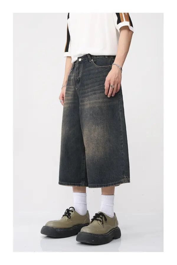 Japanese Brand VIBE Loose wide-leg vintage distressed denim shorts Size US 32 / EU 48 - 6 Thumbnail