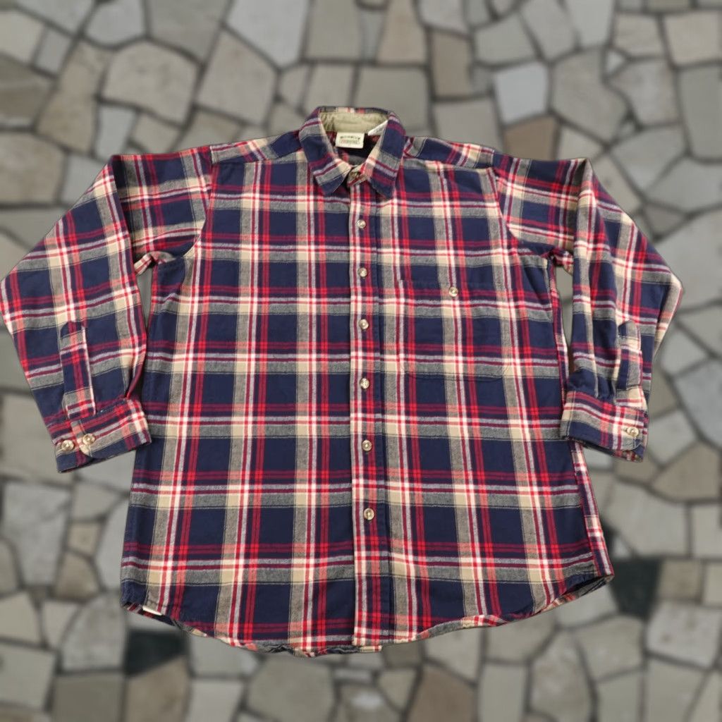 Vintage Vintage Five Brothers Men's Shirt Medium Blue Plaid Flannel Button-Up Casual Workwear Size US M / EU 48-50 / 2 - 1 Thumbnail