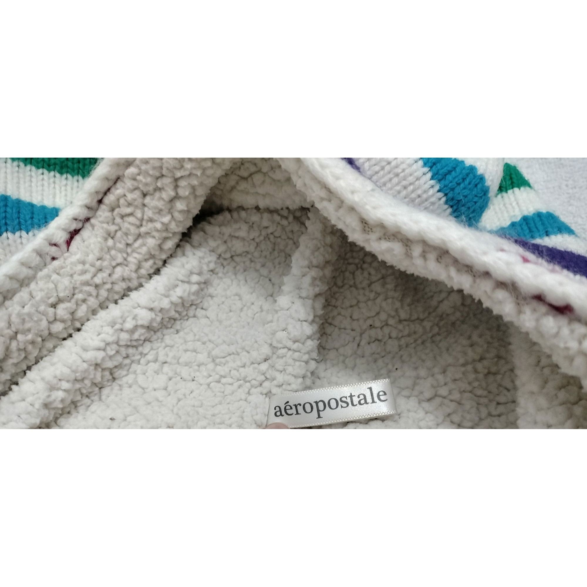 Aeropostale Aeropostale Rainbow Striped Ear Flap Pom Pom Knit Hat Sherpa Size ONE SIZE - 3 Thumbnail