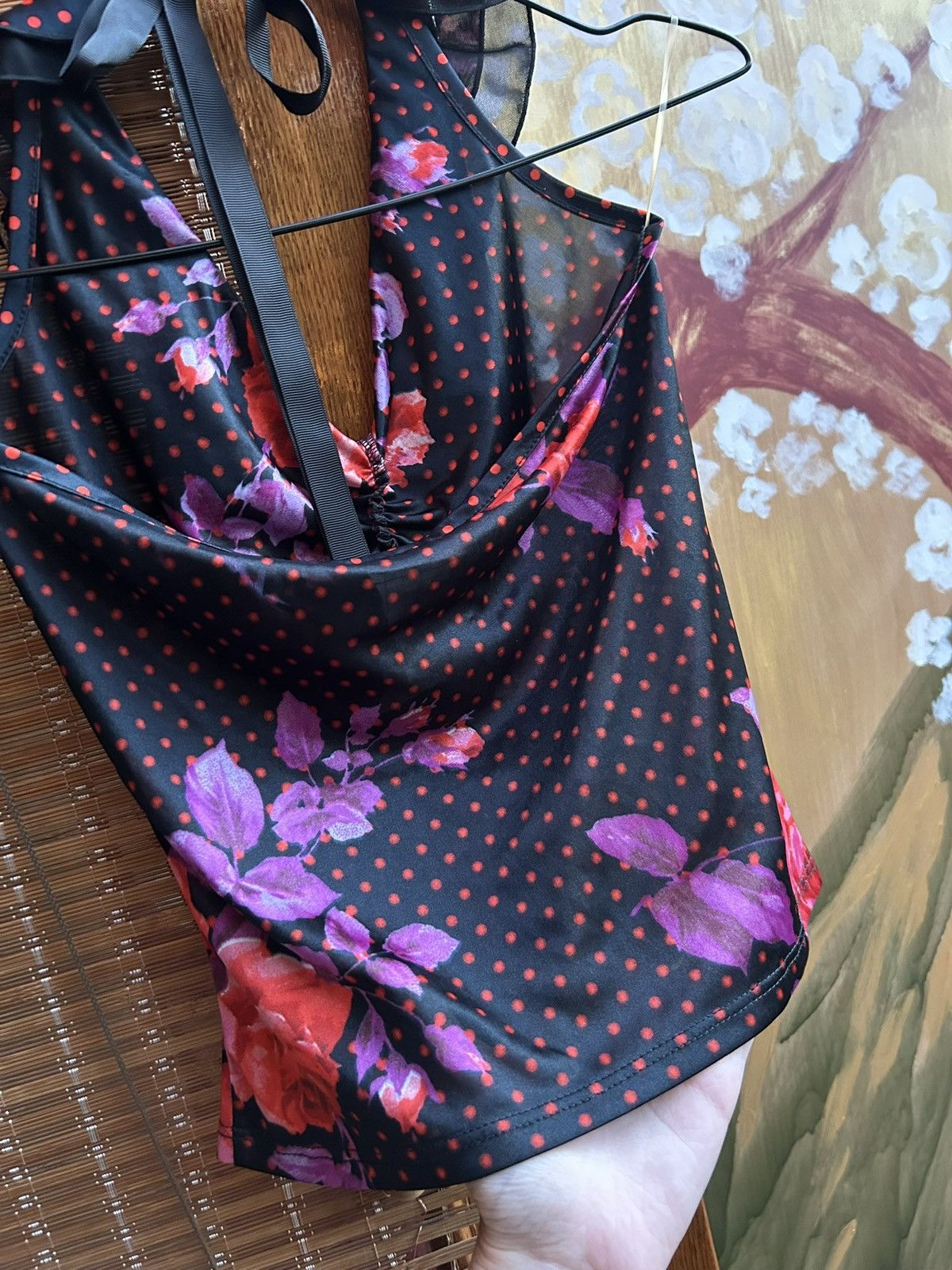 Morgan De Toi Y2K Morgan de Toi Ruffle Halter Neck Floral Polka Dot Top Size S / US 4 / IT 40 - 4 Thumbnail