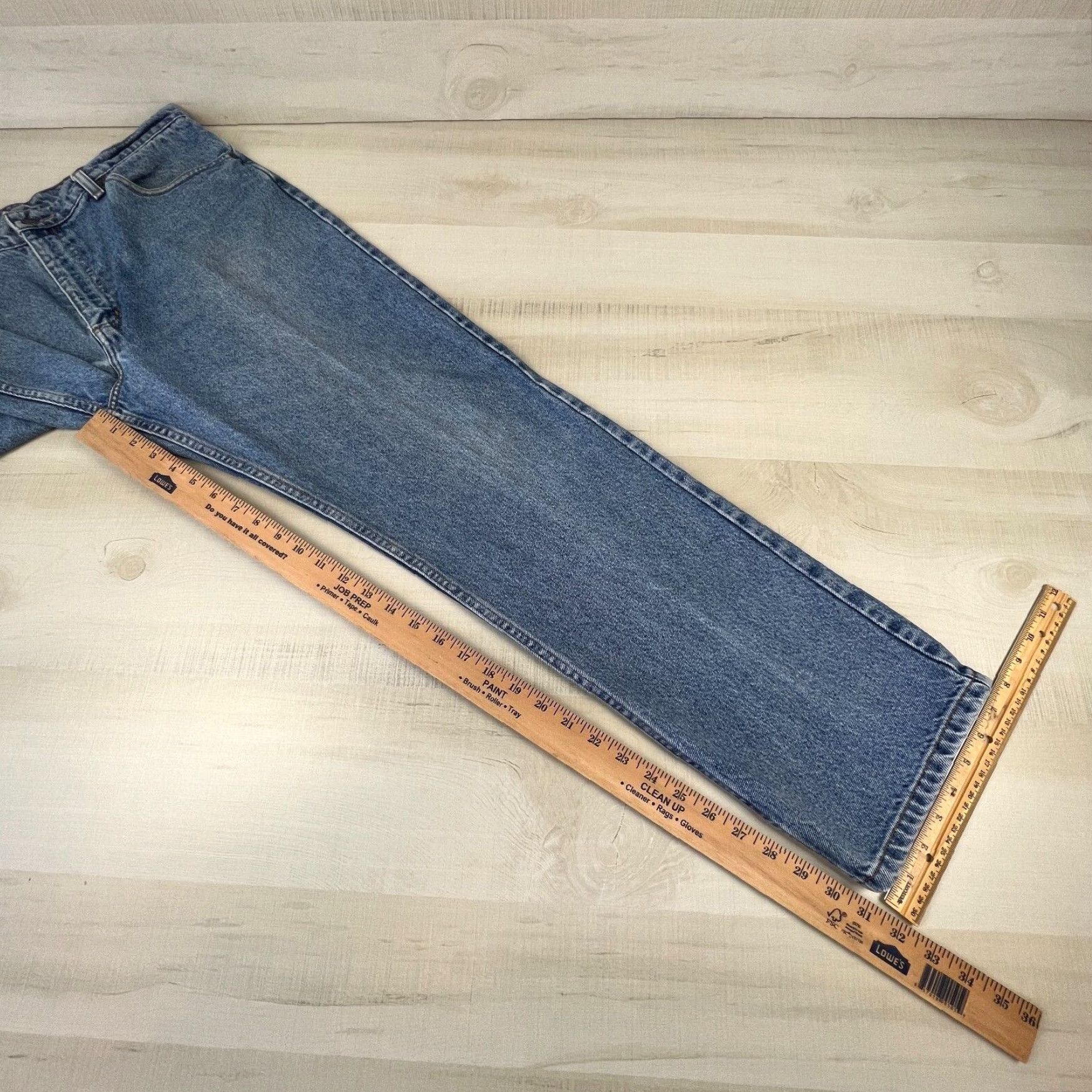 Vintage Plain Pockets Mens Jeans Blue Straight Medium Wash Denim 36X32 Size US 36 / EU 52 - 7 Thumbnail