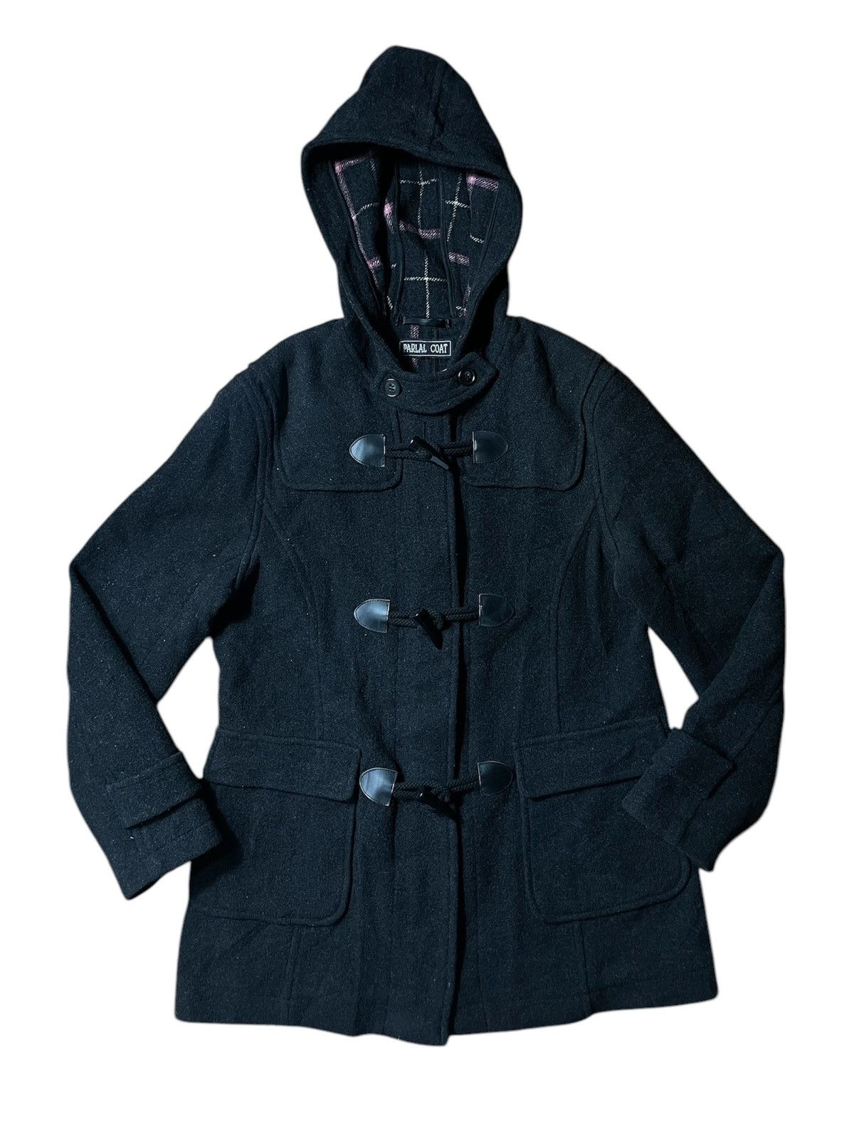 Japanese Brand PARLAL COAT - Wool Black Duffle Jacket Size US S / EU 44-46 / 1 - 1 Thumbnail