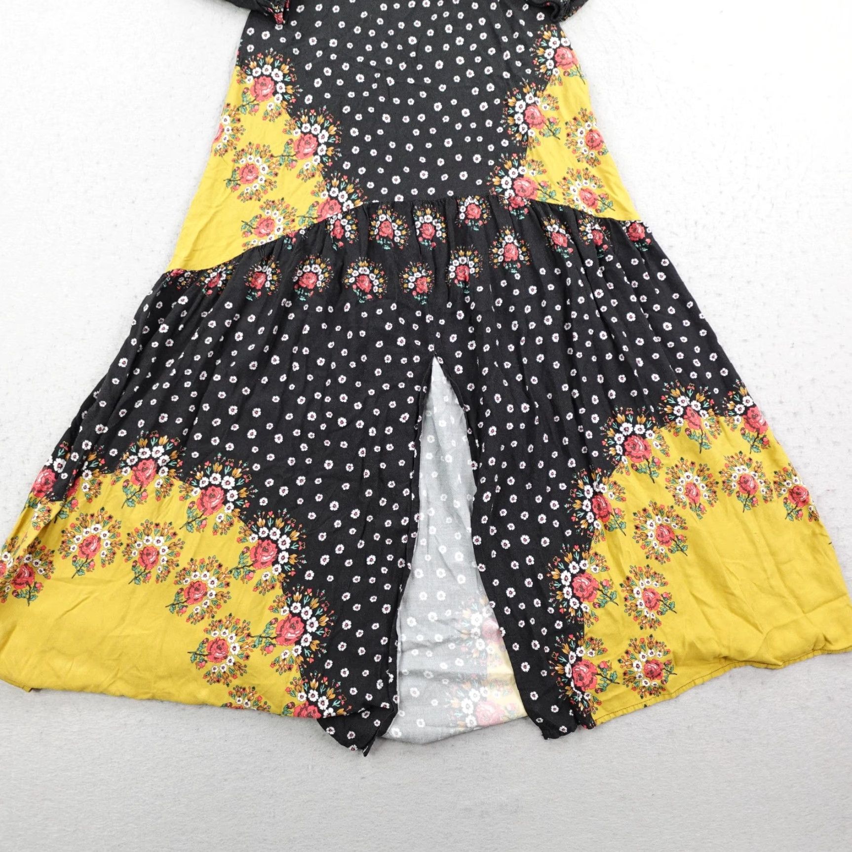 Farm Rio Farm Rio Dress Women XS Black Yellow Floral Blocked Maxi Long Sleeve Boho Anthro Size XS / US 0-2 / IT 36-38 - 4 Thumbnail