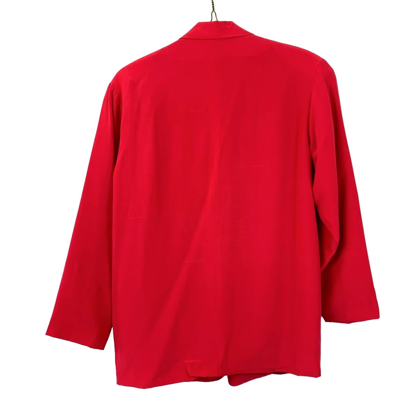 Vintage VINTAGE 1990s Silk Time Red Silk Suit Jacket Blazer One Button Womens M Size M / US 6-8 / IT 42-44 - 5 Thumbnail