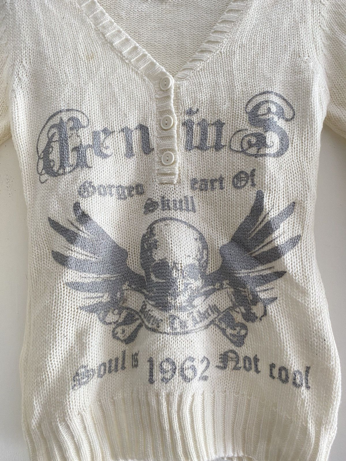 Beauty Beast Vintage fleur & parfum poem skull wool knit Size US M / EU 48-50 / 2 - 2 Thumbnail