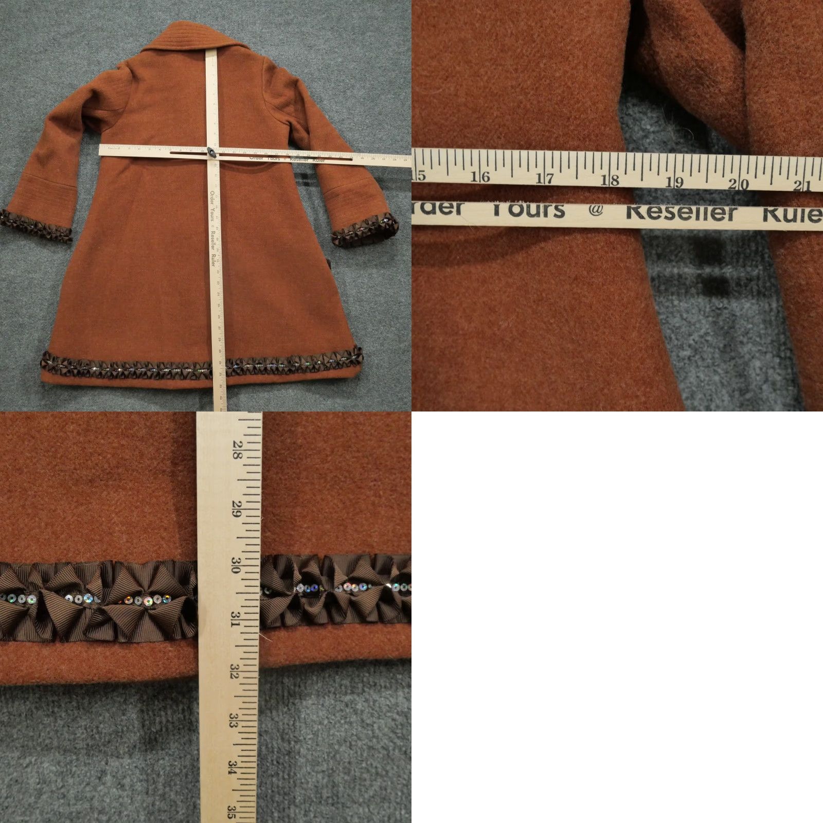 Vintage VINTAGE The Parisian Jacket Womens 10 Medium Brown Orange Wool Trench Sequin 60s Size L / US 10 / IT 46 - 8 Thumbnail