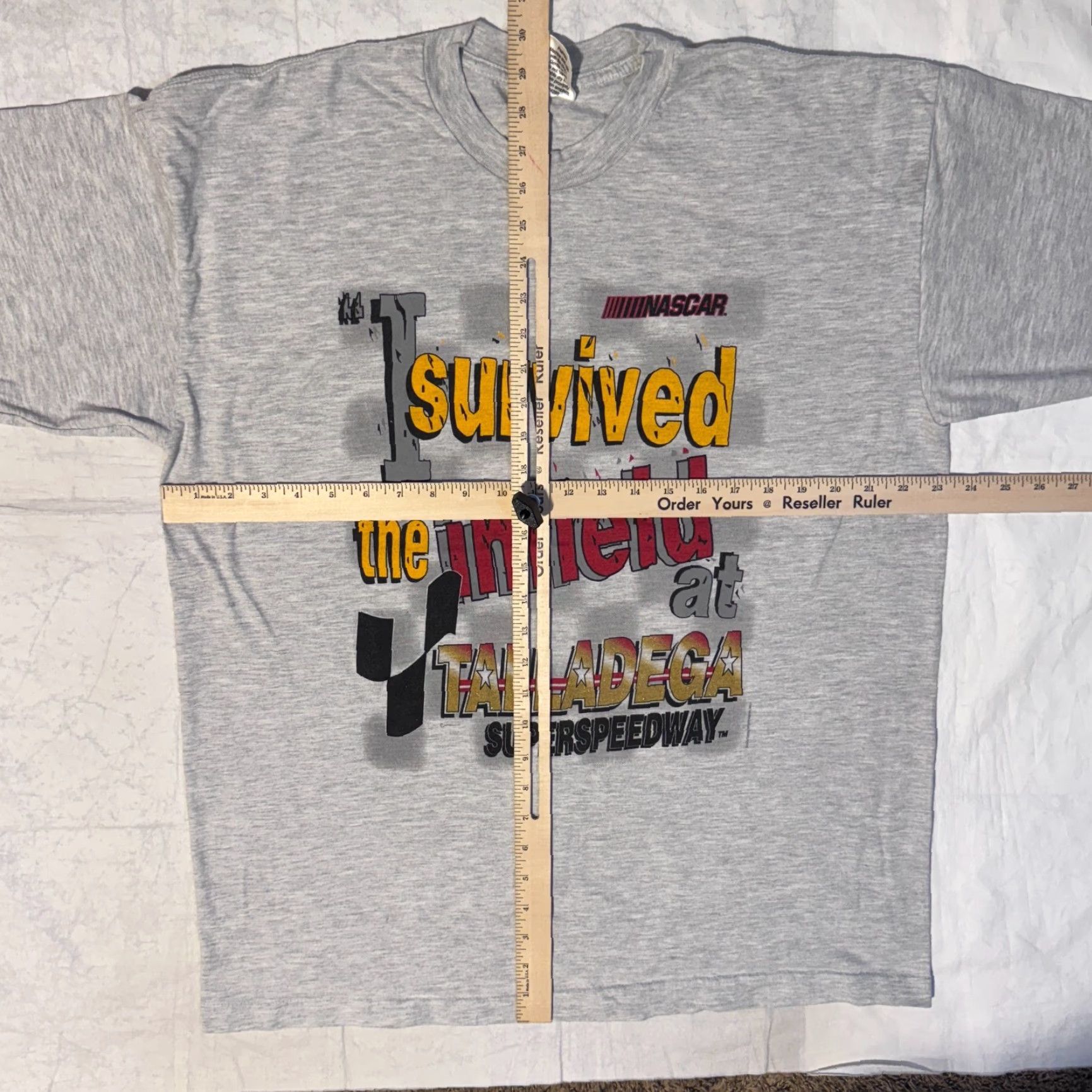 NASCAR VINTAGE NASCAR Racing Talladega Superspeedway Tshirt XL I Survived Crew Neck Shirt Men Gray Cotton Logo 1990s Size US XL / EU 56 / 4 - 3 Thumbnail