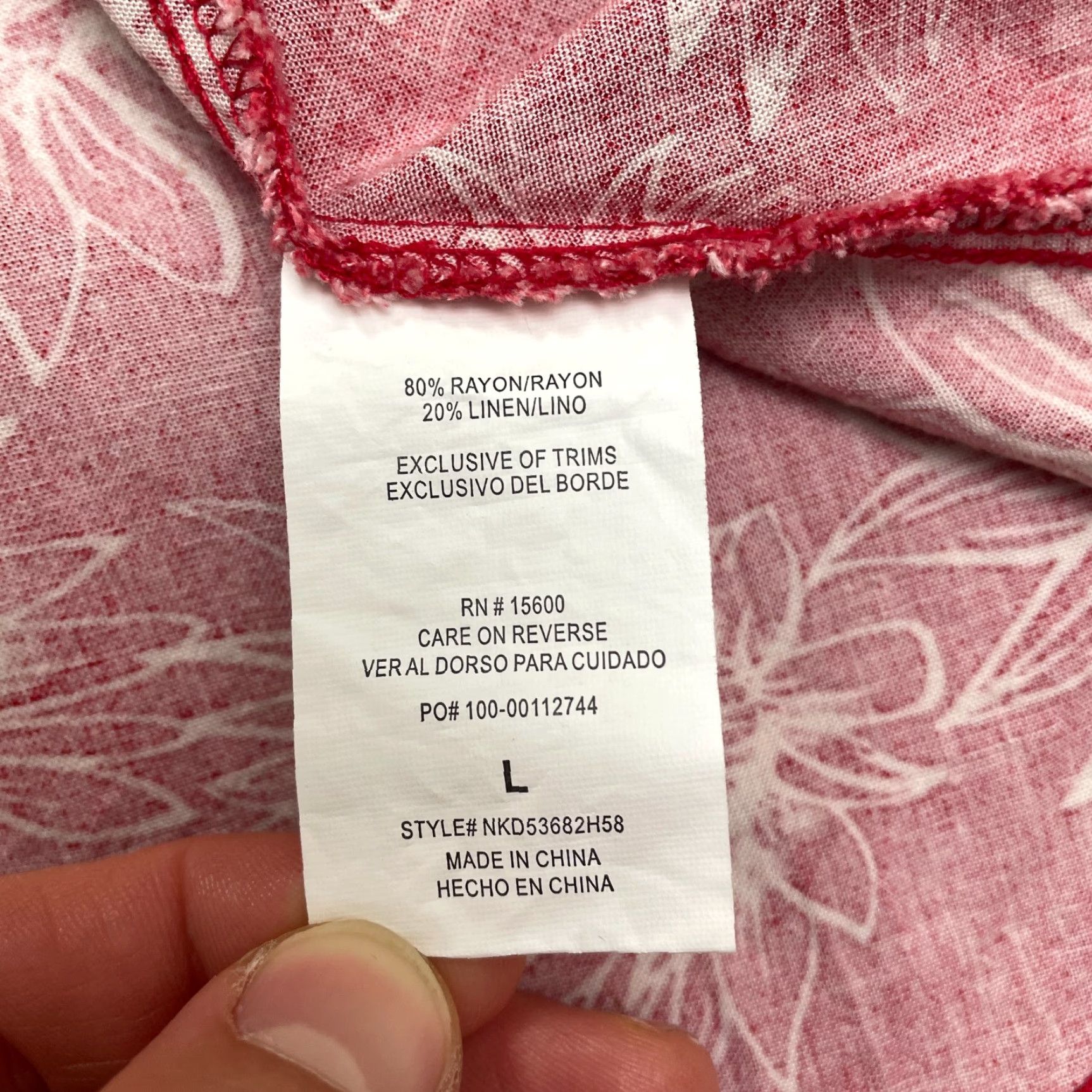 Vintage VINTAGE Rewind Women's Linen Rayon A-Line Sun Dress Midi Floral Spaghetti Strap Boho Casual Summer Red Girls Size L / US 10 / IT 46 - 5 Thumbnail