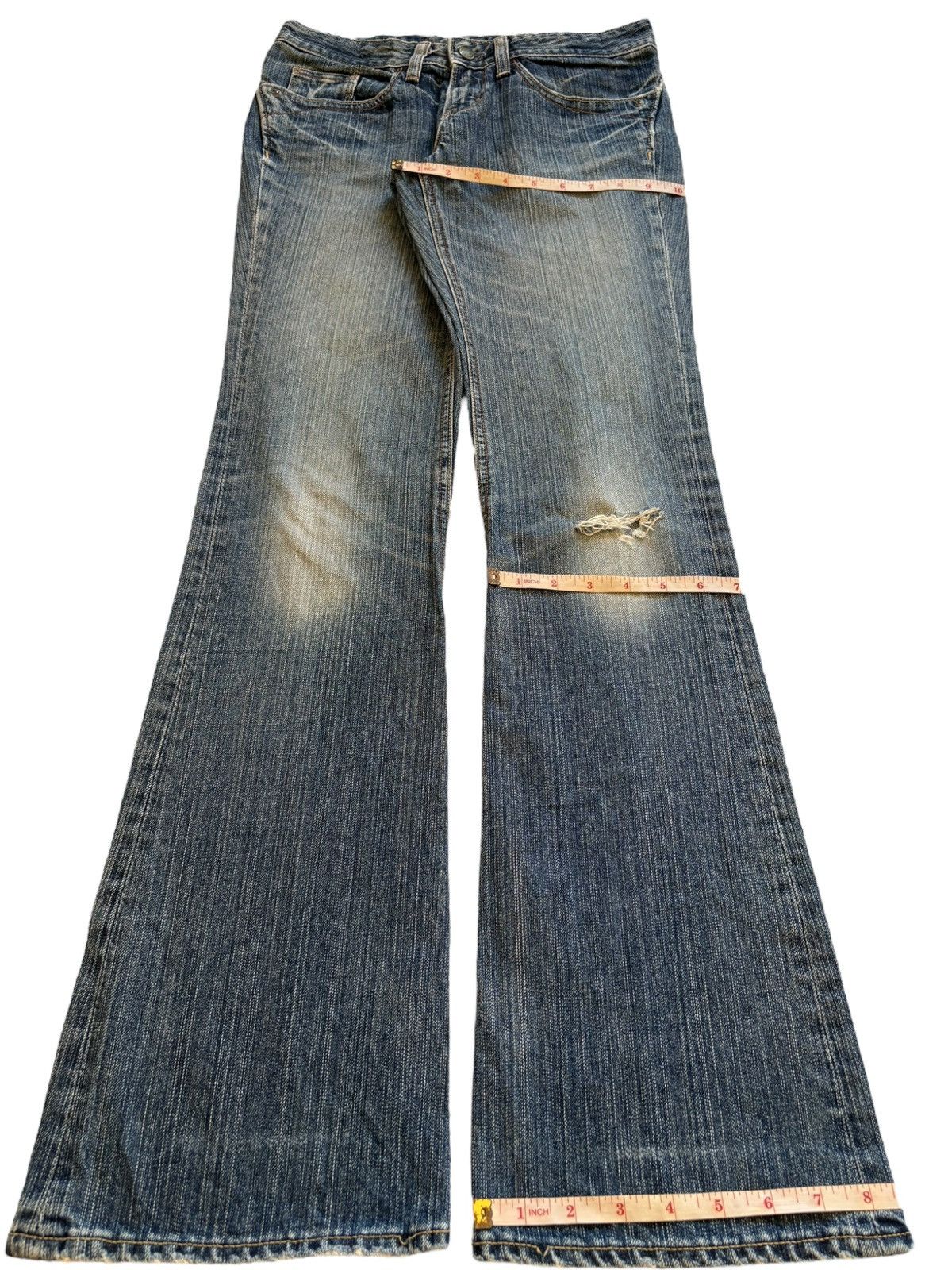 Japanese Brand Vintage Japanese Brand Faded Wash Distressed Flare Jeans Size 28" / US 6 / IT 42 - 14 Thumbnail