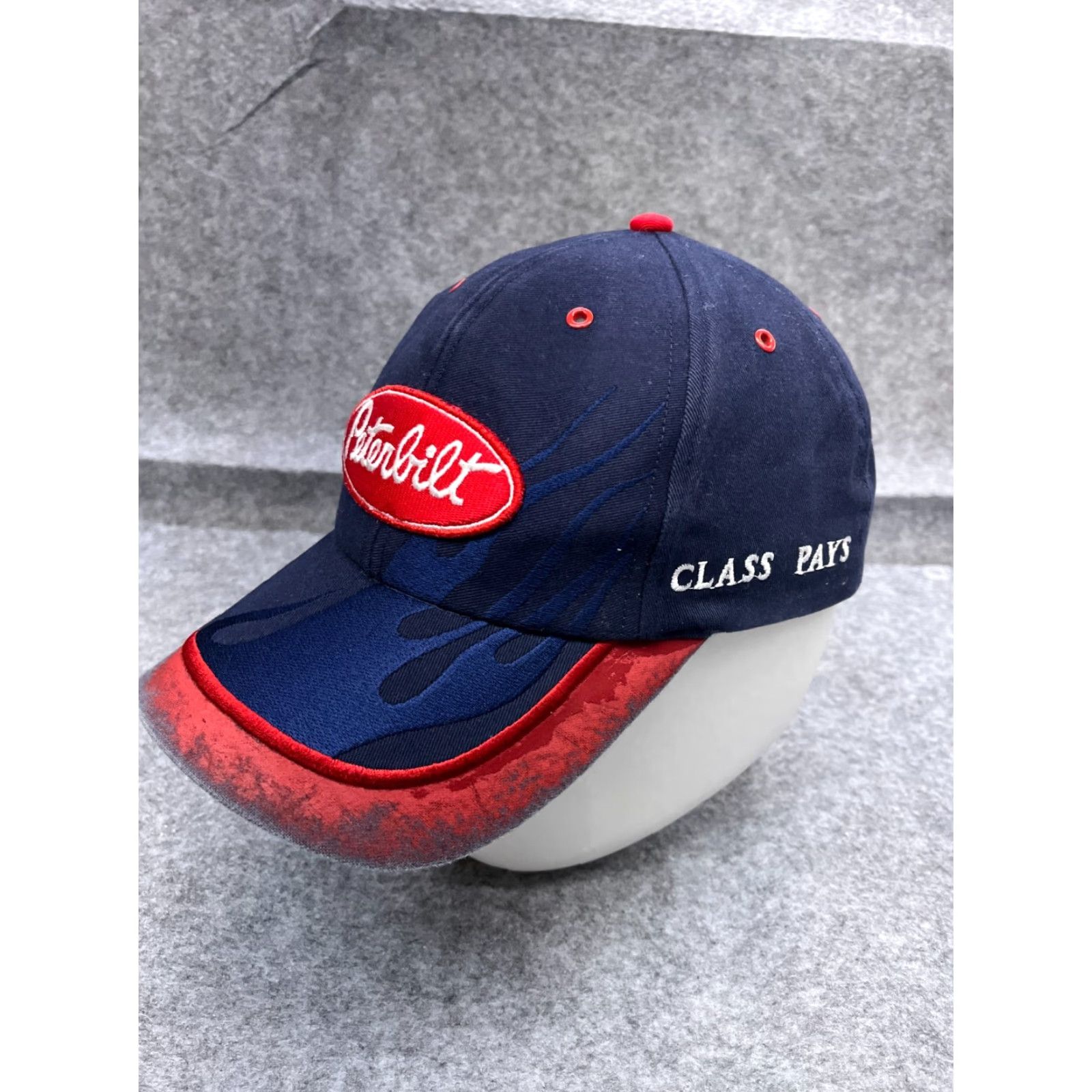 Vintage Peterbilt Hat Cap Strap Back Adult One Size Blue Fire Cotton Truck Logo Baseball Cap Mens Size ONE SIZE - 4 Thumbnail