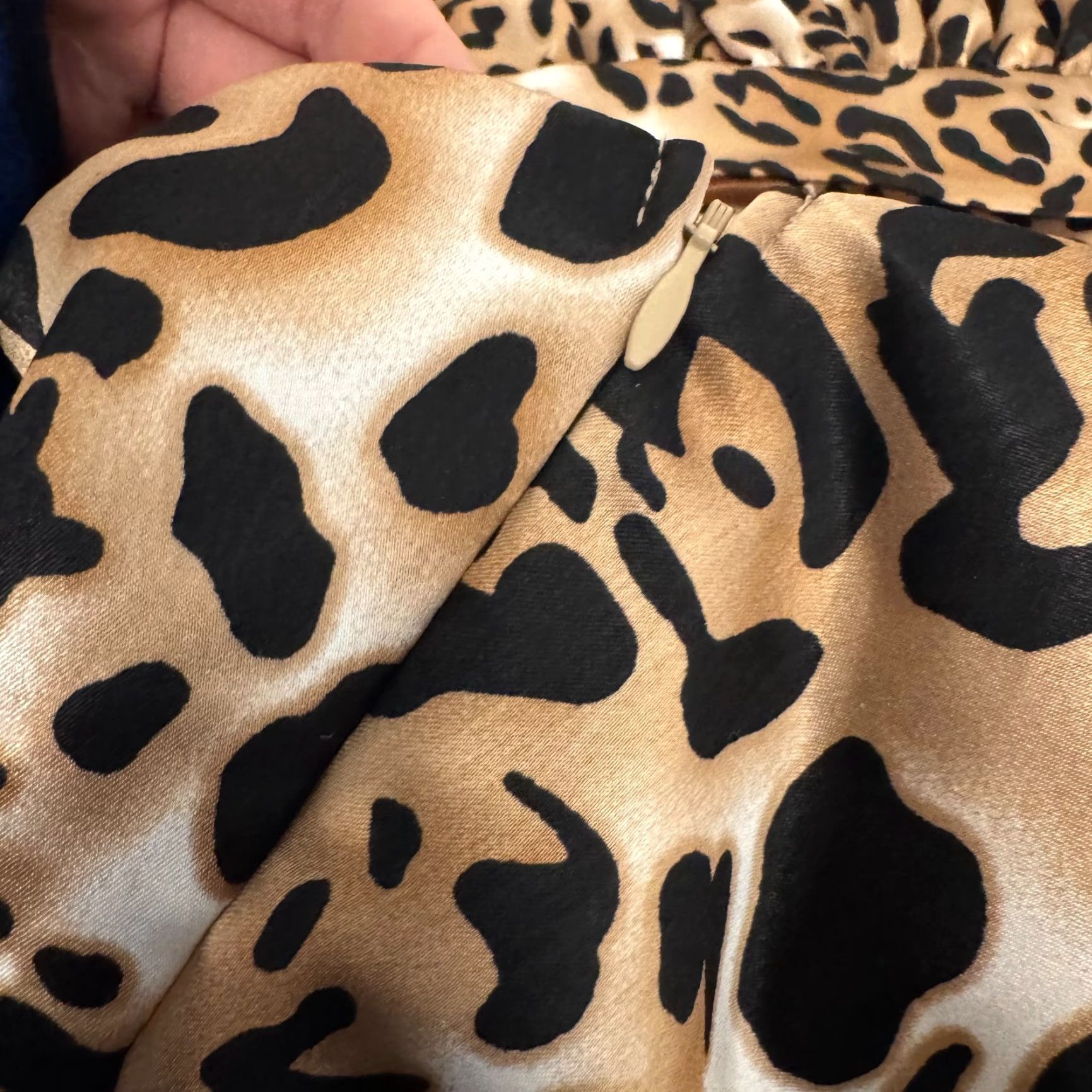 Vintage VINTAGE 90s Y2K Strapless Mini Dress Cheetah Leopard Beige Satin Fiesta S Small Women/Mens? Size S / US 4 / IT 40 - 5 Thumbnail
