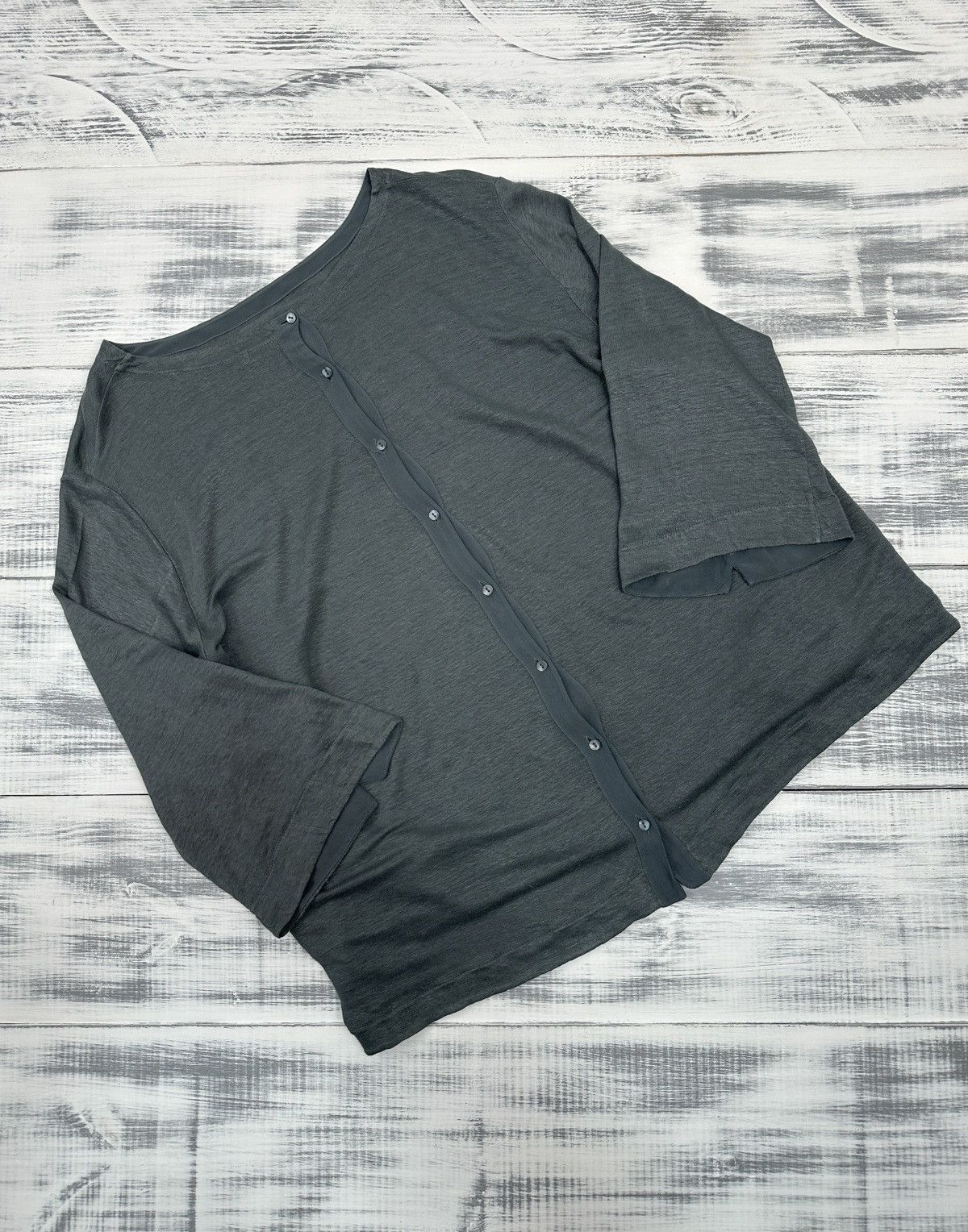 Transit TRANSIT PAR SUCH Linen Blend Gray Cardigan 3/4 Sleeve Top Size XL / US 12-14 / IT 48-50 - 8 Thumbnail