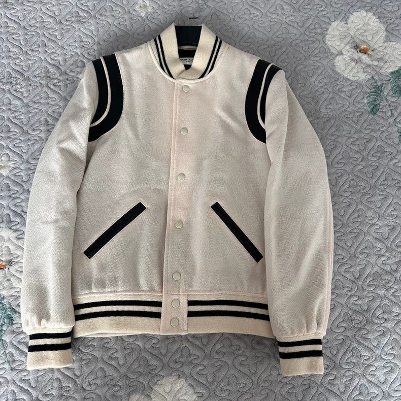 Saint Laurent Paris Saint Laurent Wool and Leather Baseball Jacket Size US L / EU 52-54 / 3 - 1 Thumbnail