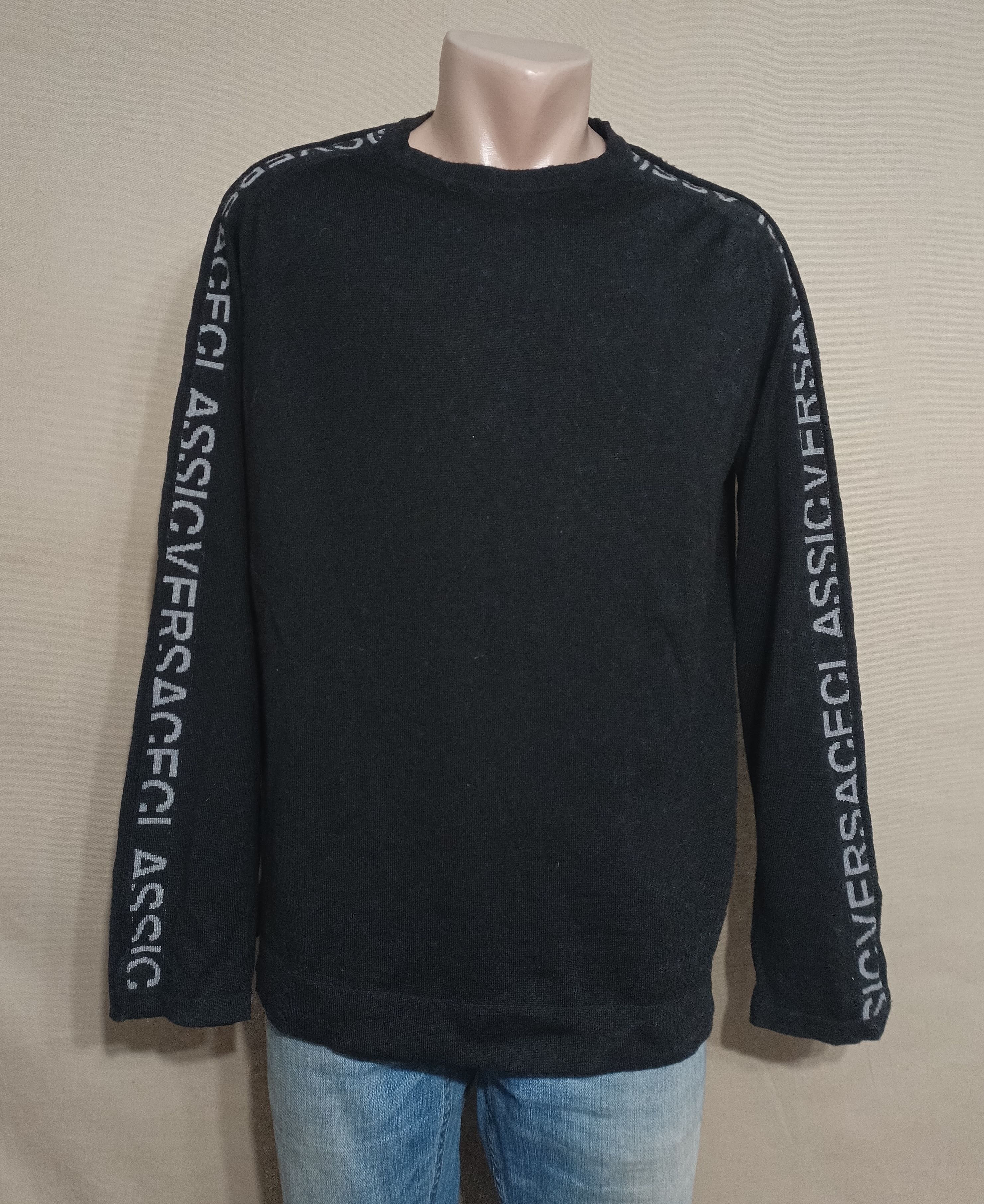 Versace Classic Black Mens Jumper Knit Light Sweater Size L