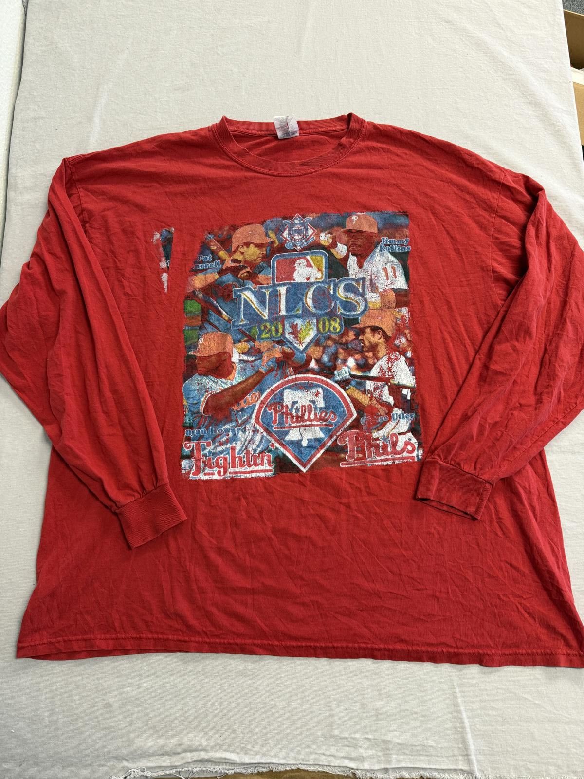 Jerzees Fightin Phils T-shirt Phillies NLCS 2008 Team Members LS 3XL Size US XXL / EU 58 / 5 - 1 Thumbnail
