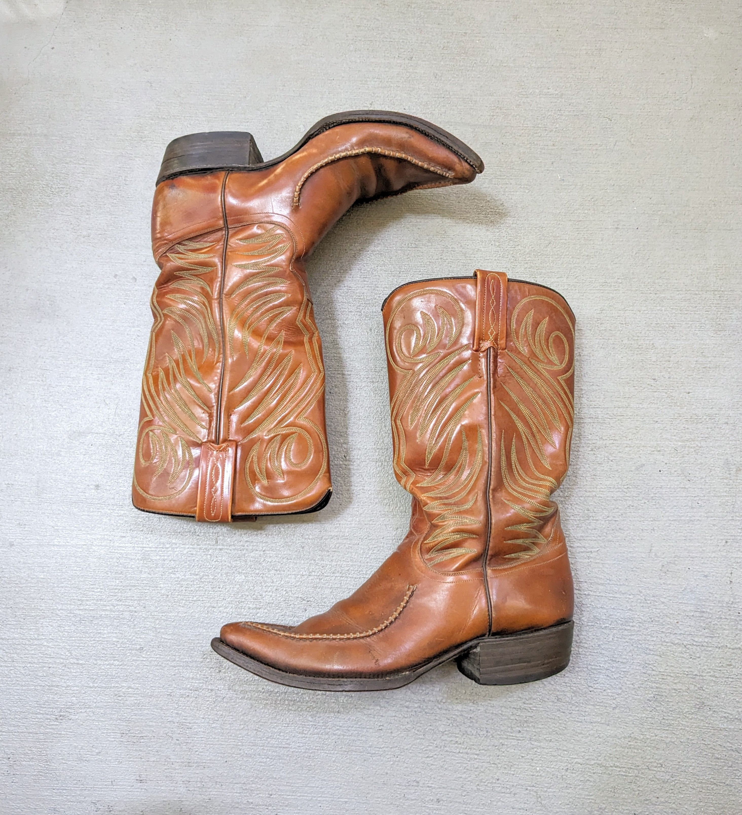 Genuine Leather Vintage Cowboy Boots Brown Size 9 Western Botas Size US 9 / EU 42 - 1 Thumbnail