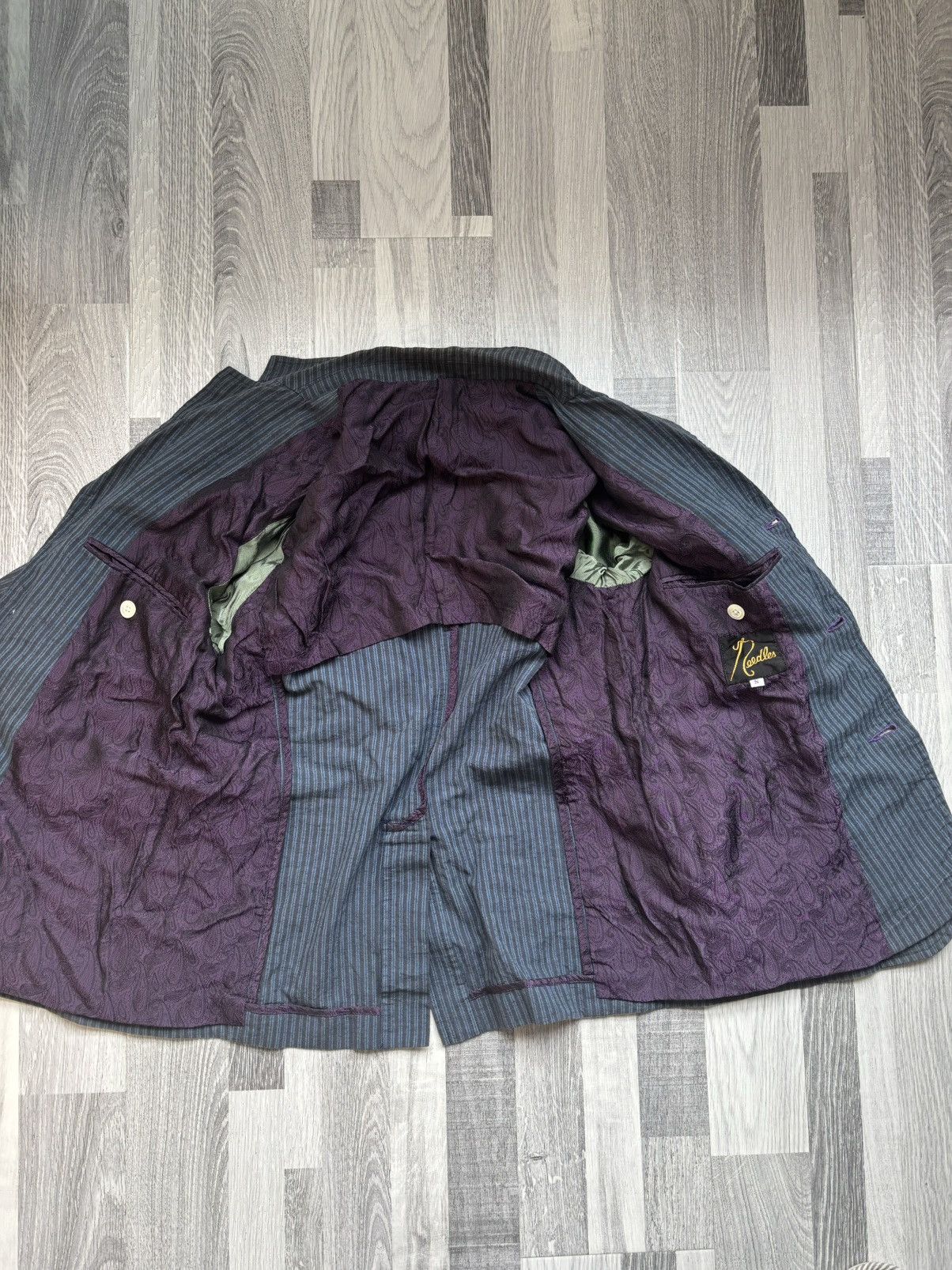 Needles Needles Blue Purple Stripe Suits (Blazer Jacket and Pants) Size 38R - 9 Thumbnail
