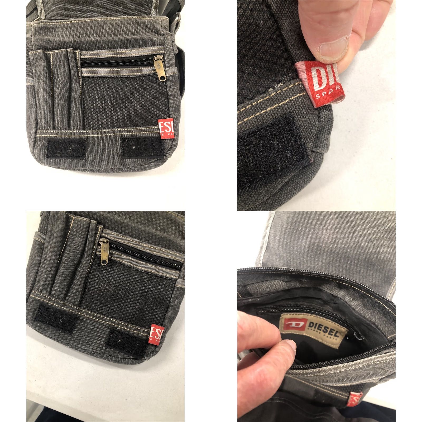 Diesel DIESEL Vintage Crossbody Bag Mens Medium Khaki Leather Canvas Multi Pocket 90s Army City Y2K Rare Crossbody Sling Bag Size ONE SIZE - 8 Thumbnail