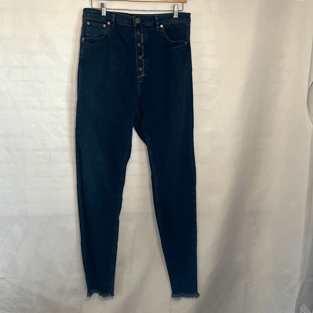 Asos ASOS Jeans Men Distressed Button Fly Frayed Hem Skinny Blue 32 Inseam 33 Regular Size 32/36 Size US 32 / EU 48 - 2 Thumbnail
